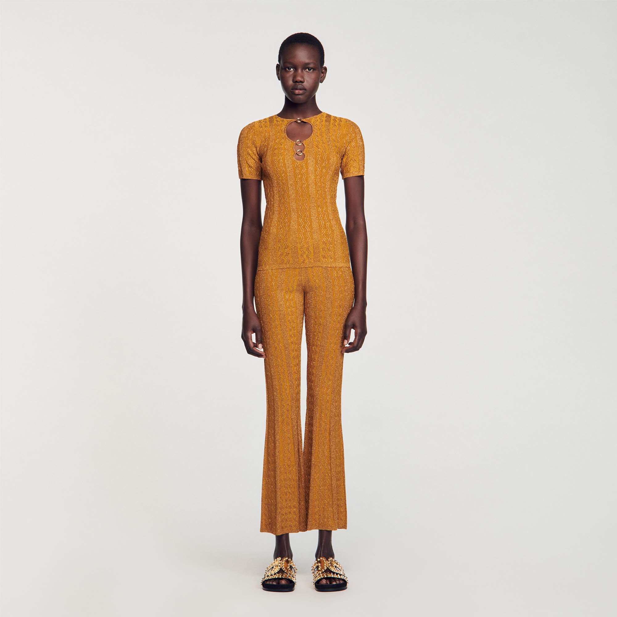 Glitter Knit Sweater Yellow / Orange | Sandro Paris