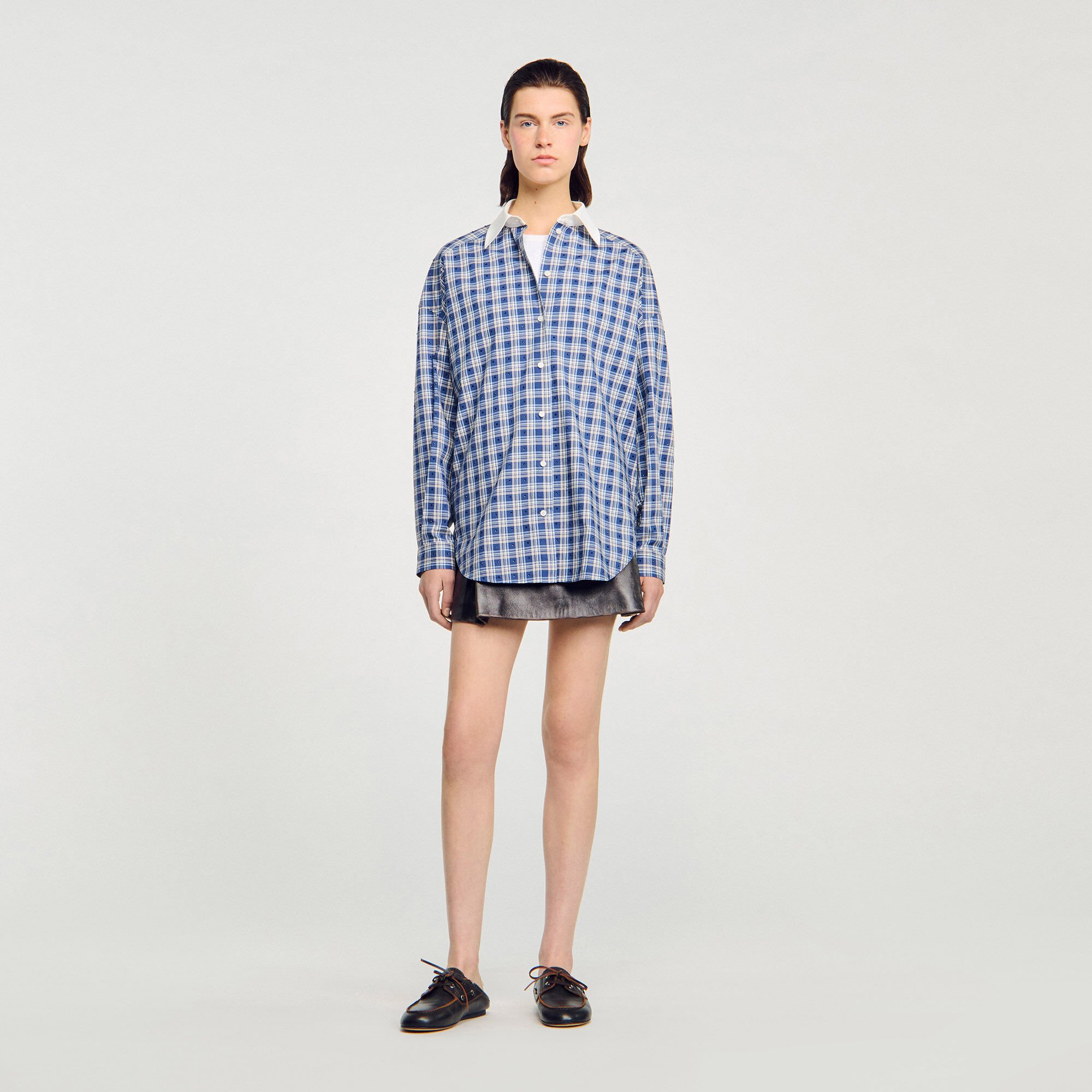Rhinestone check shirt