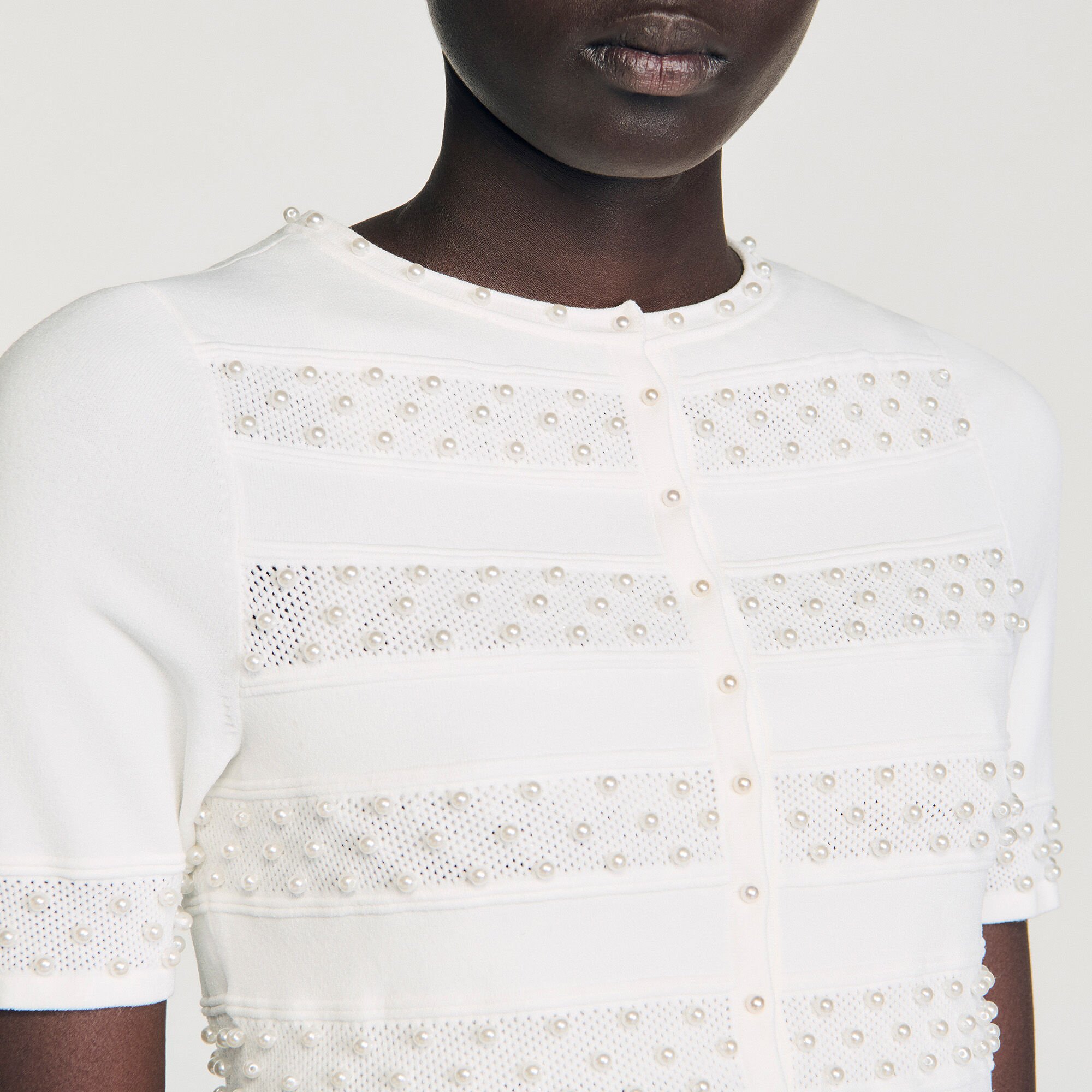 Cropped beaded cardigan