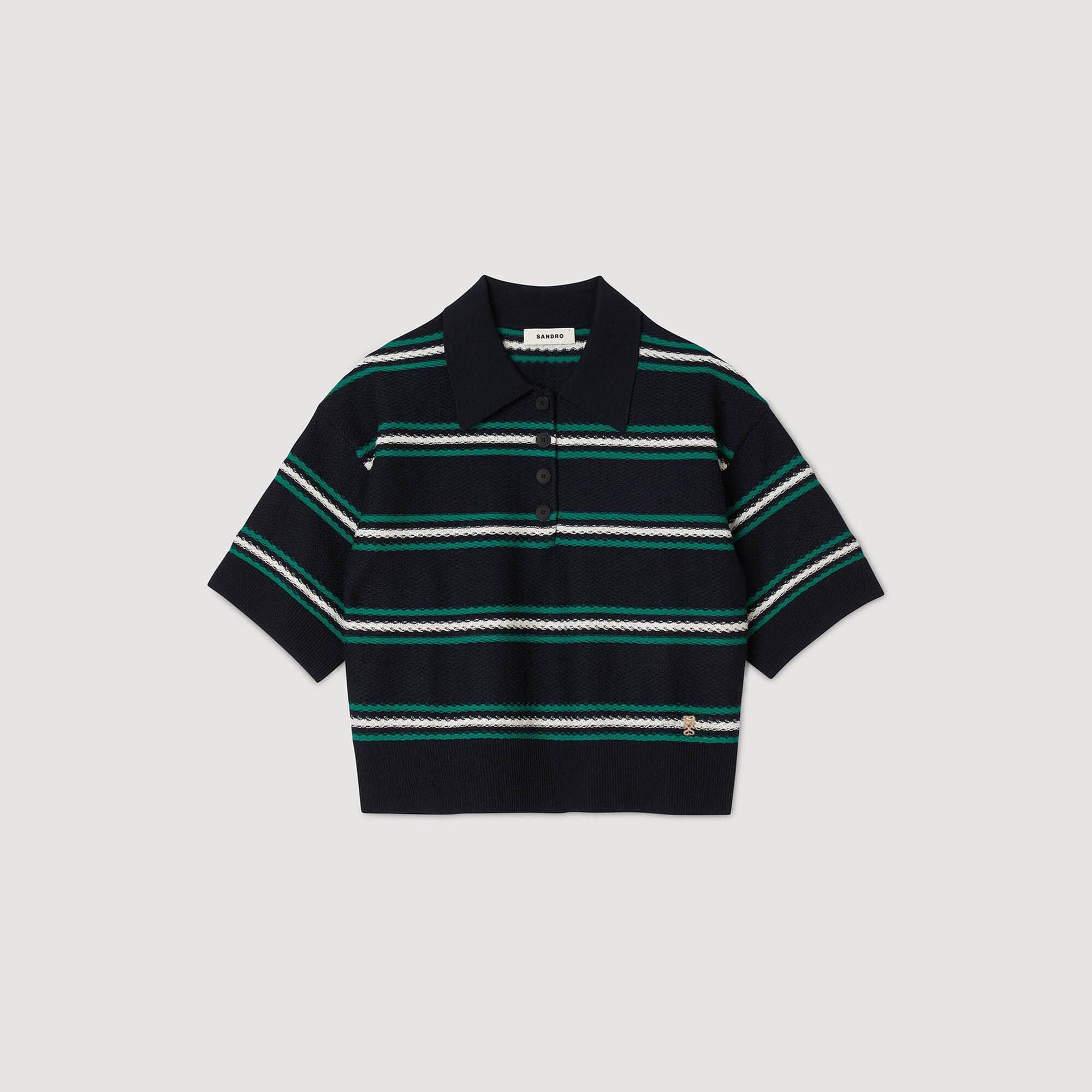 Polo-neck striped sweater