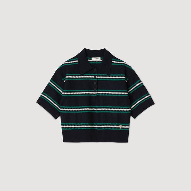 Polo-neck striped sweater