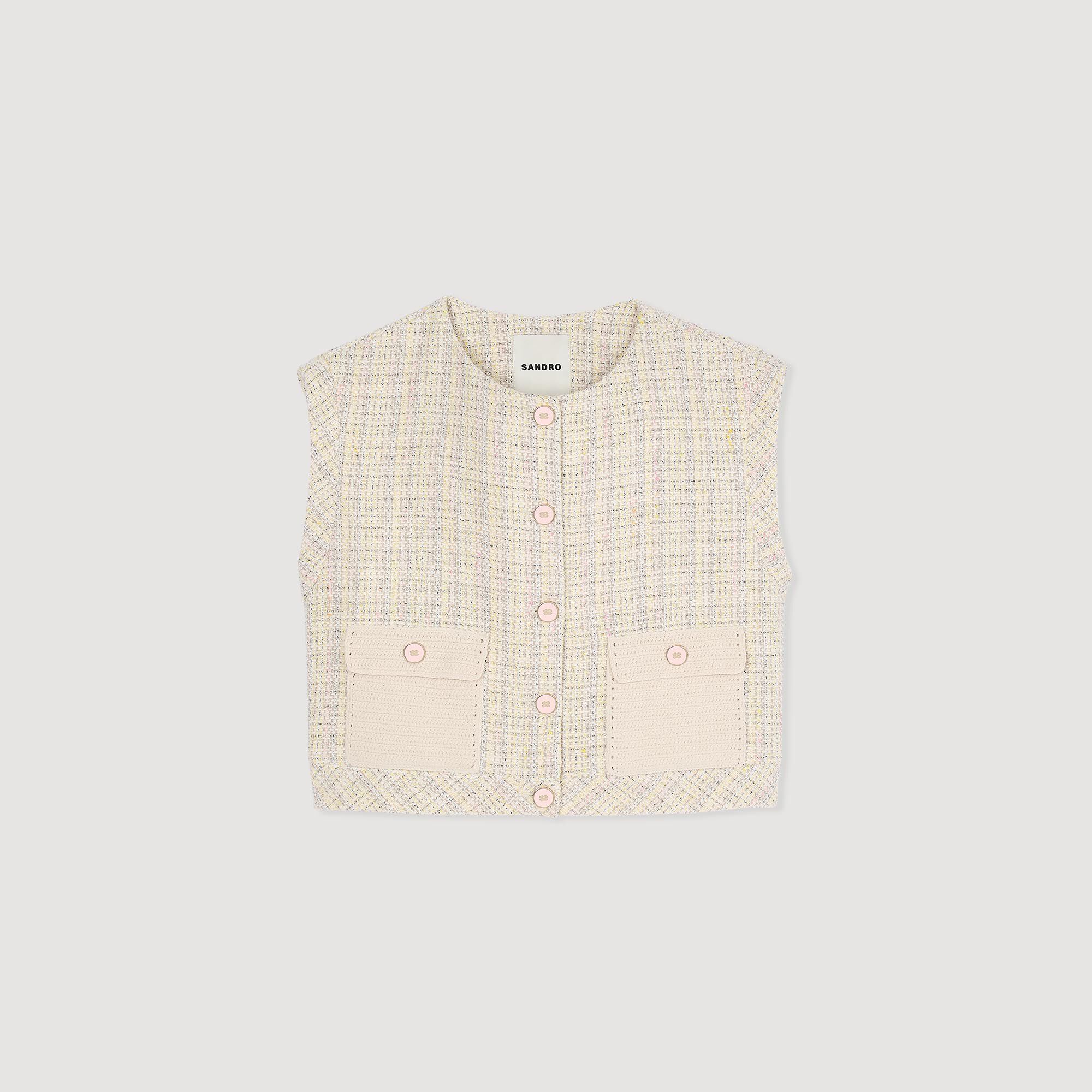 Decorative tweed shorts yellow / orange For Women | Sandro Paris Decorative tweed shorts yellow / orange For Women | Sandro Paris