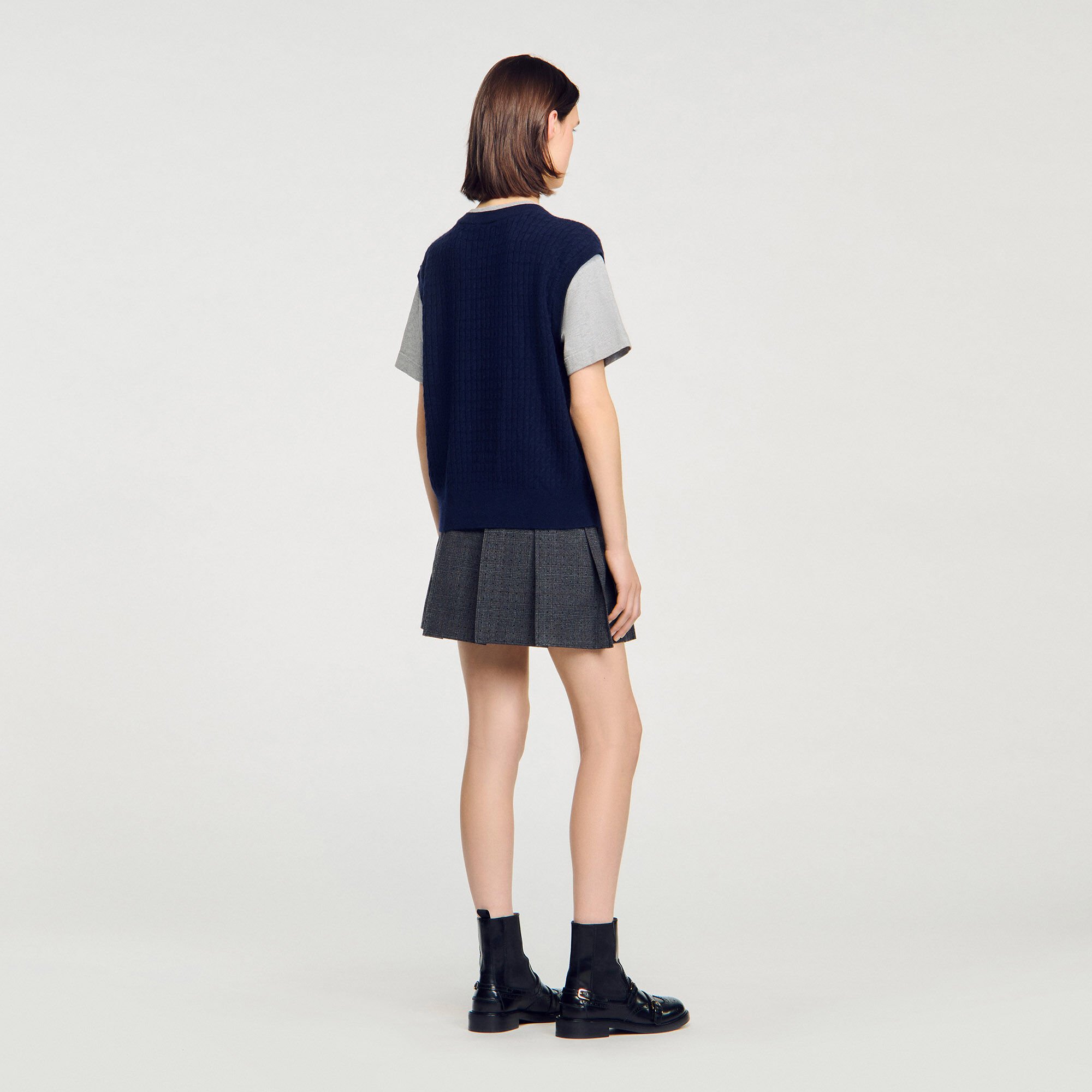 Dual-material knit sweater