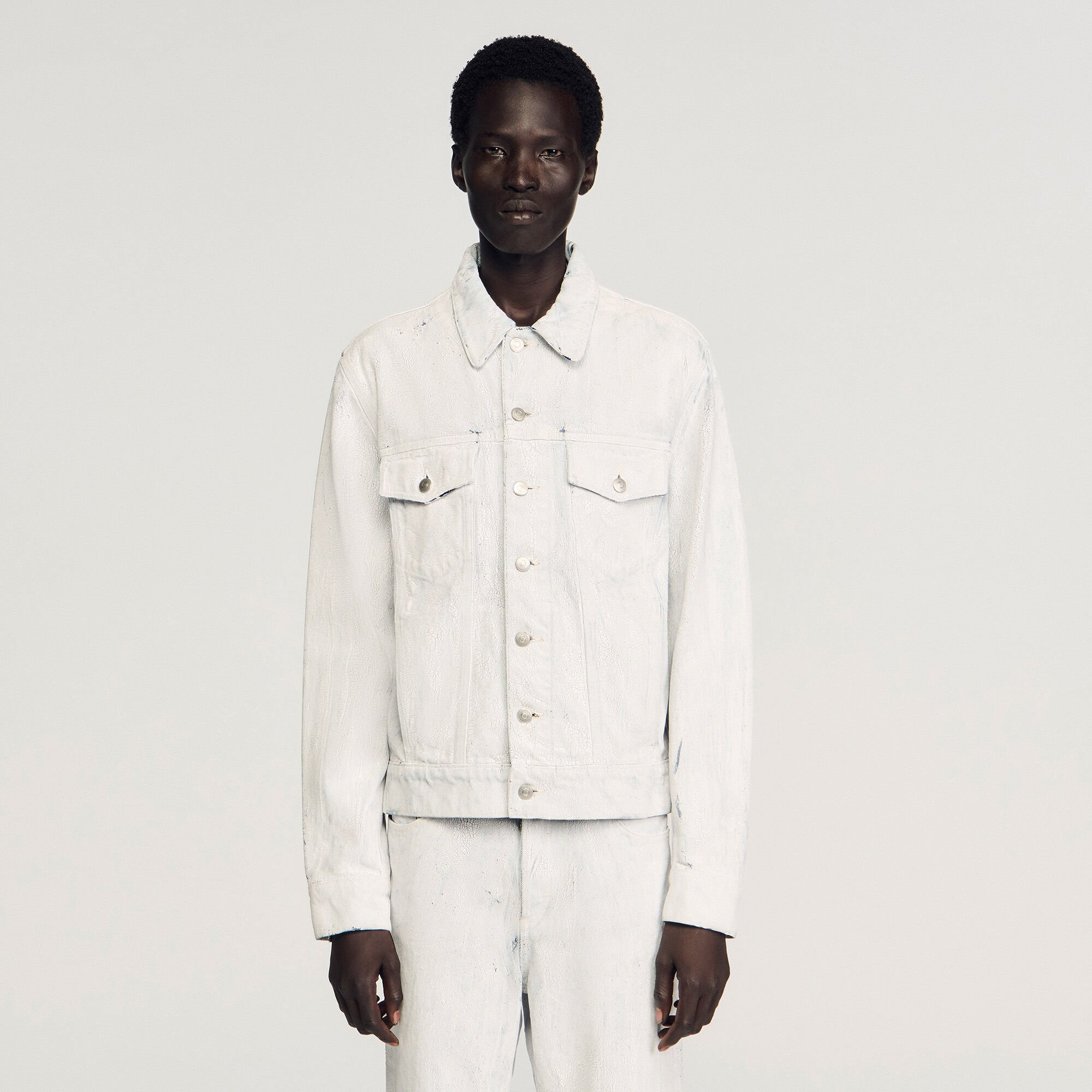 Cracked coated denim jacket Cracked coated denim jacket