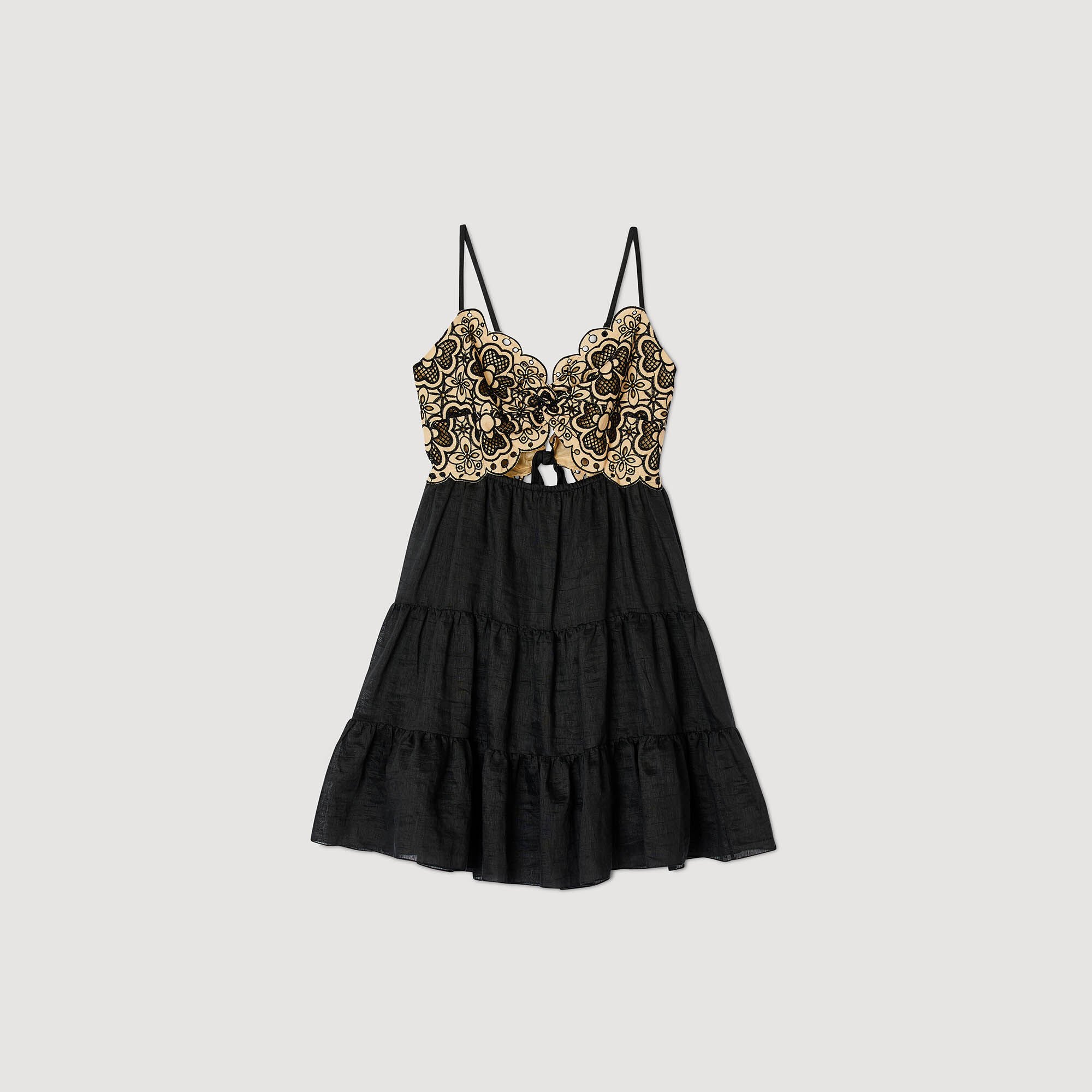 Embroidered two-tone dress