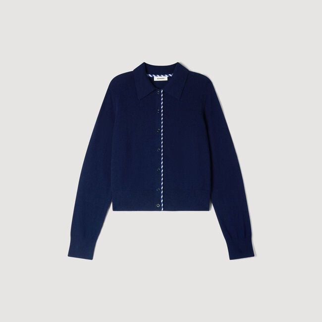 Striped wool and cashmere cardigan