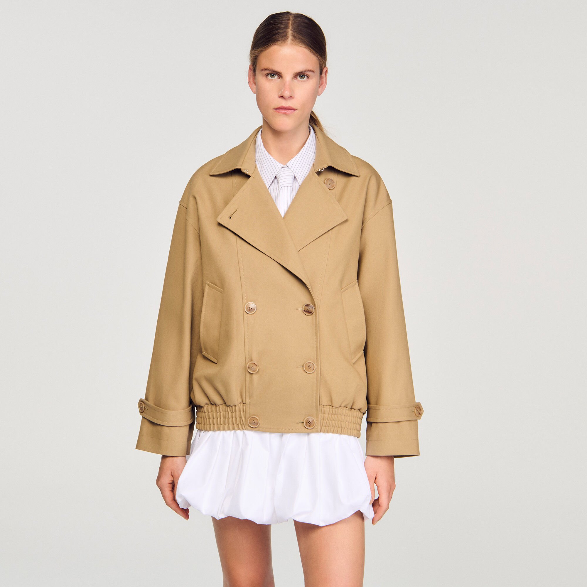 Short oversized trench coat