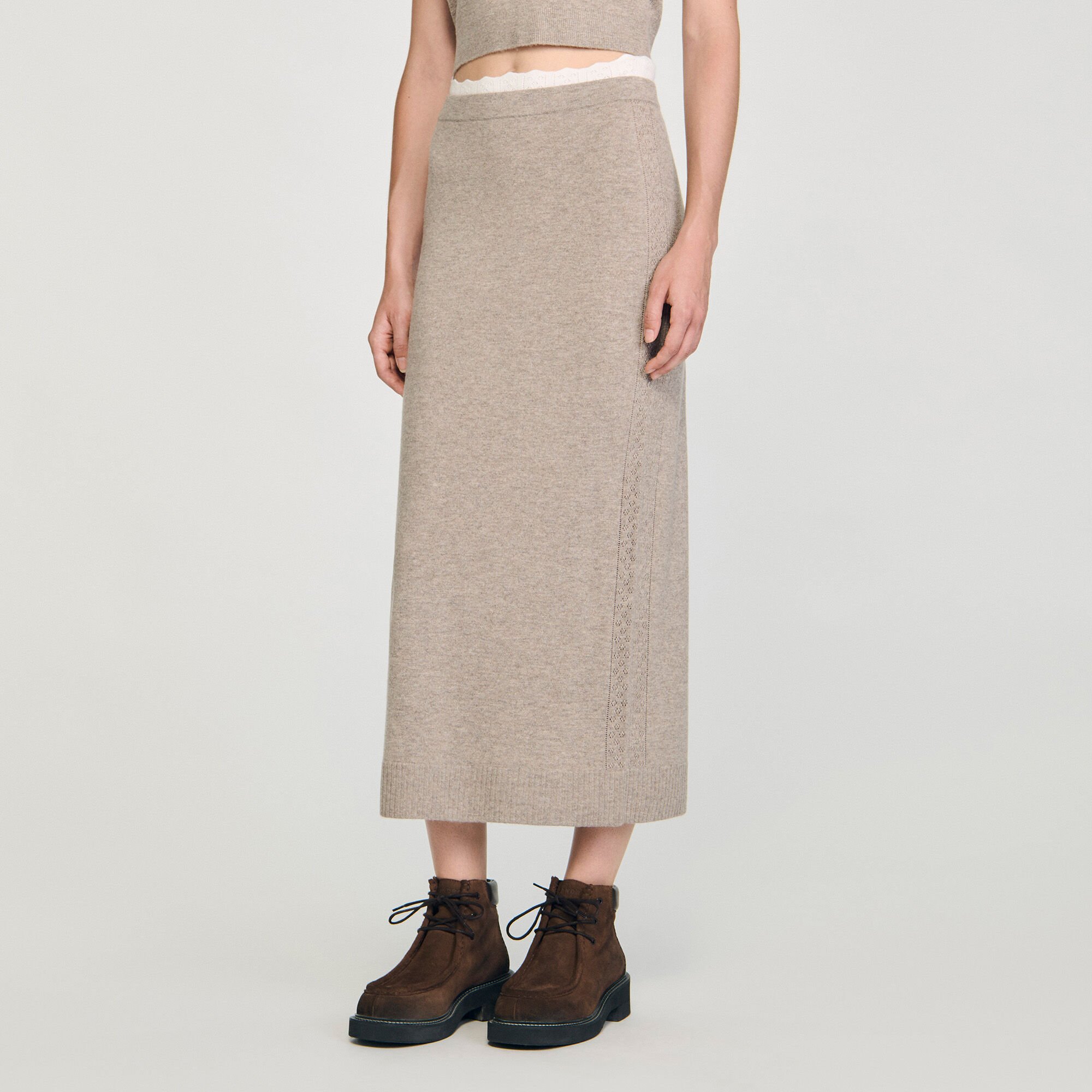 Maxi two-tone knit skirt