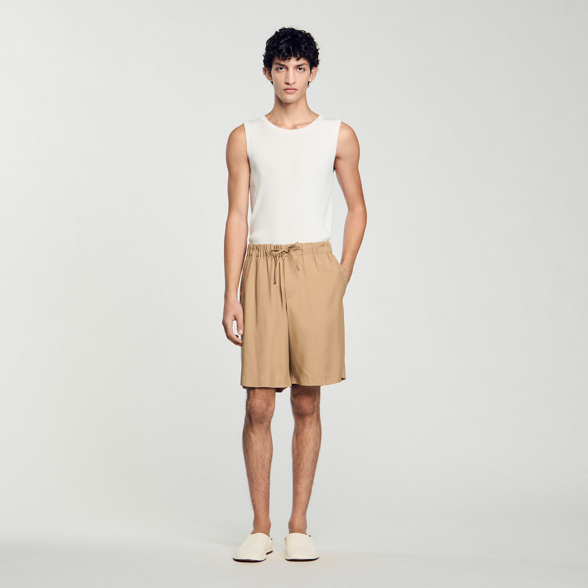 Square Cross flowy bermuda shorts black / gray for Men