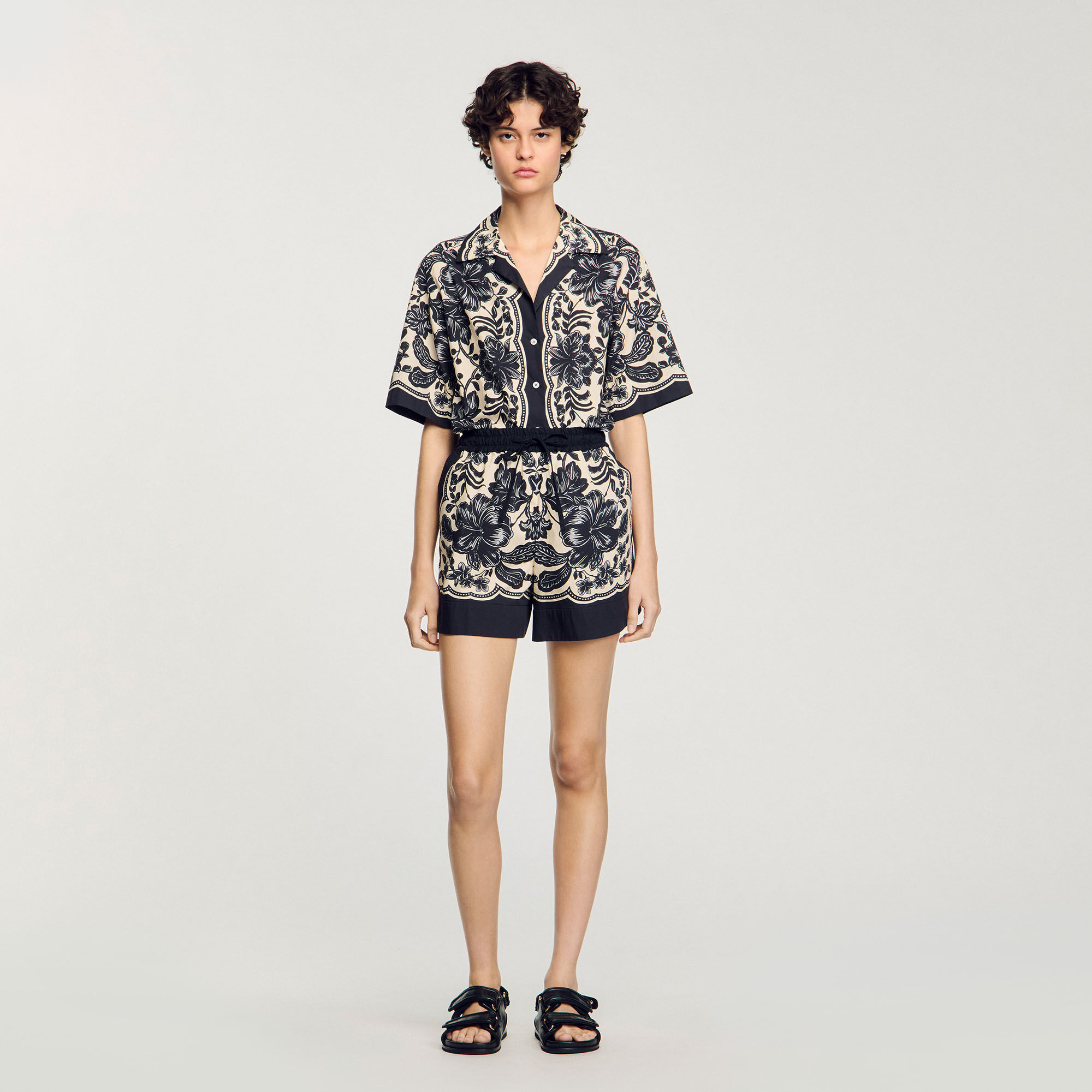 Floral motif shirt white / beige For Women | Sandro Paris