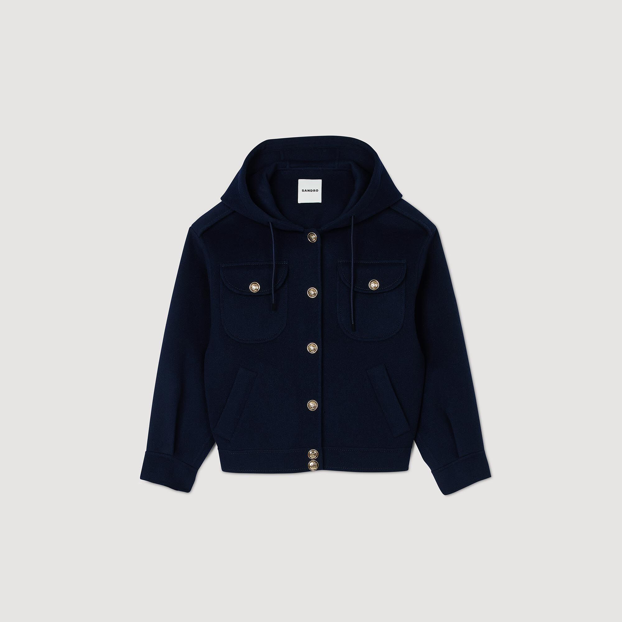 Double-faced wool coat blue For Women | Sandro Paris