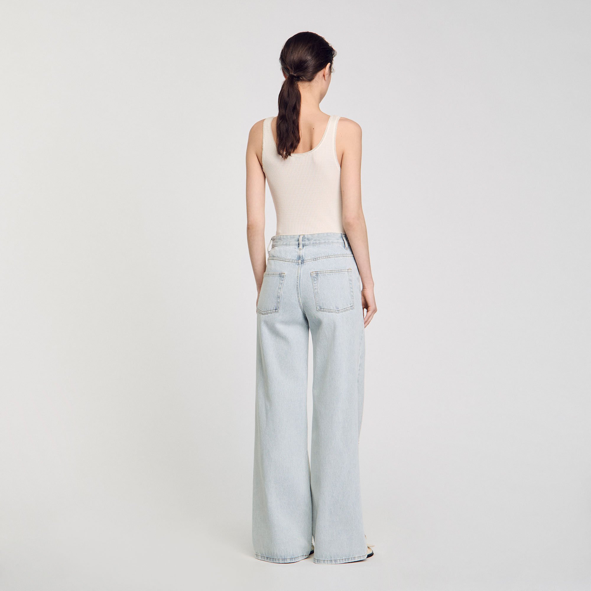 Jeans with rhinestone stripes