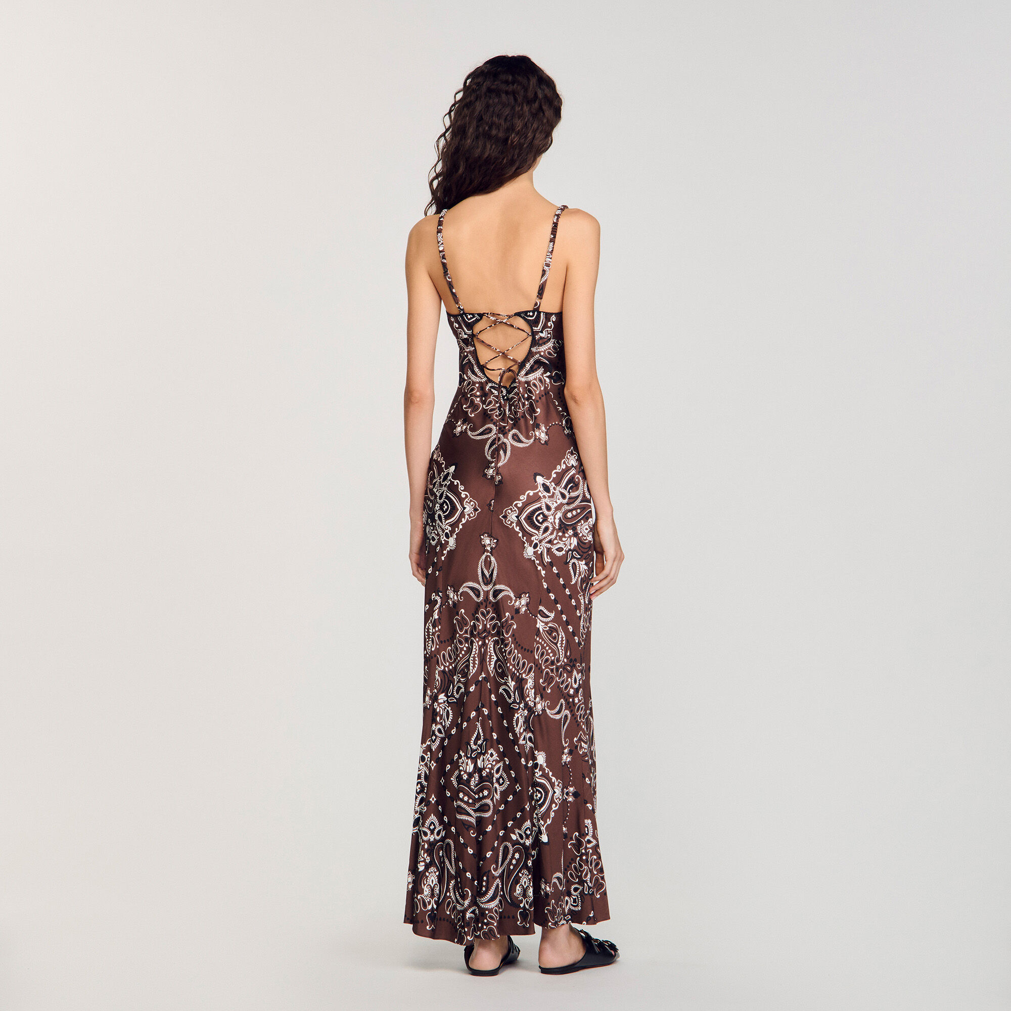 Bandana-print maxi dress brown For Women | Sandro Paris