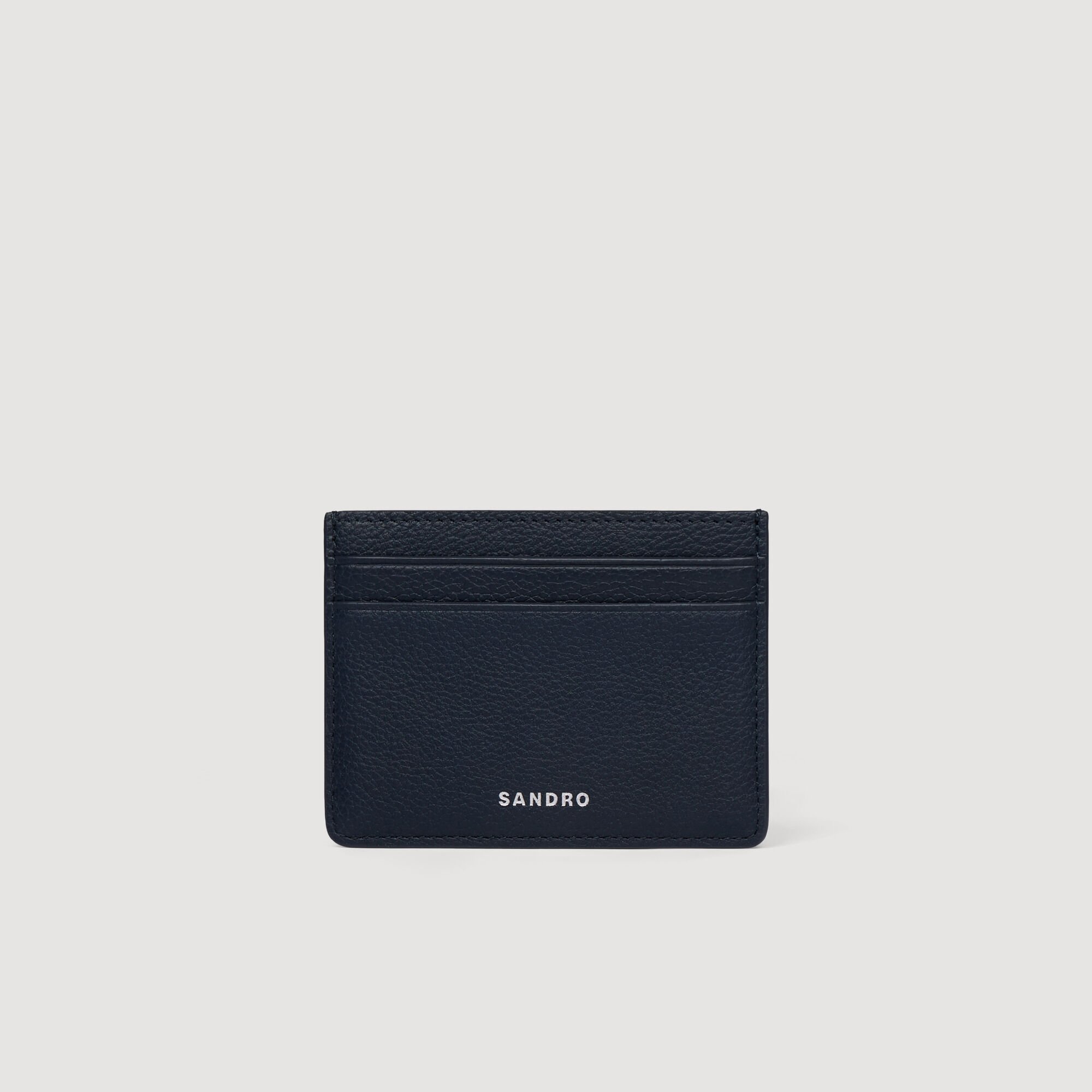 Grained leather card holder