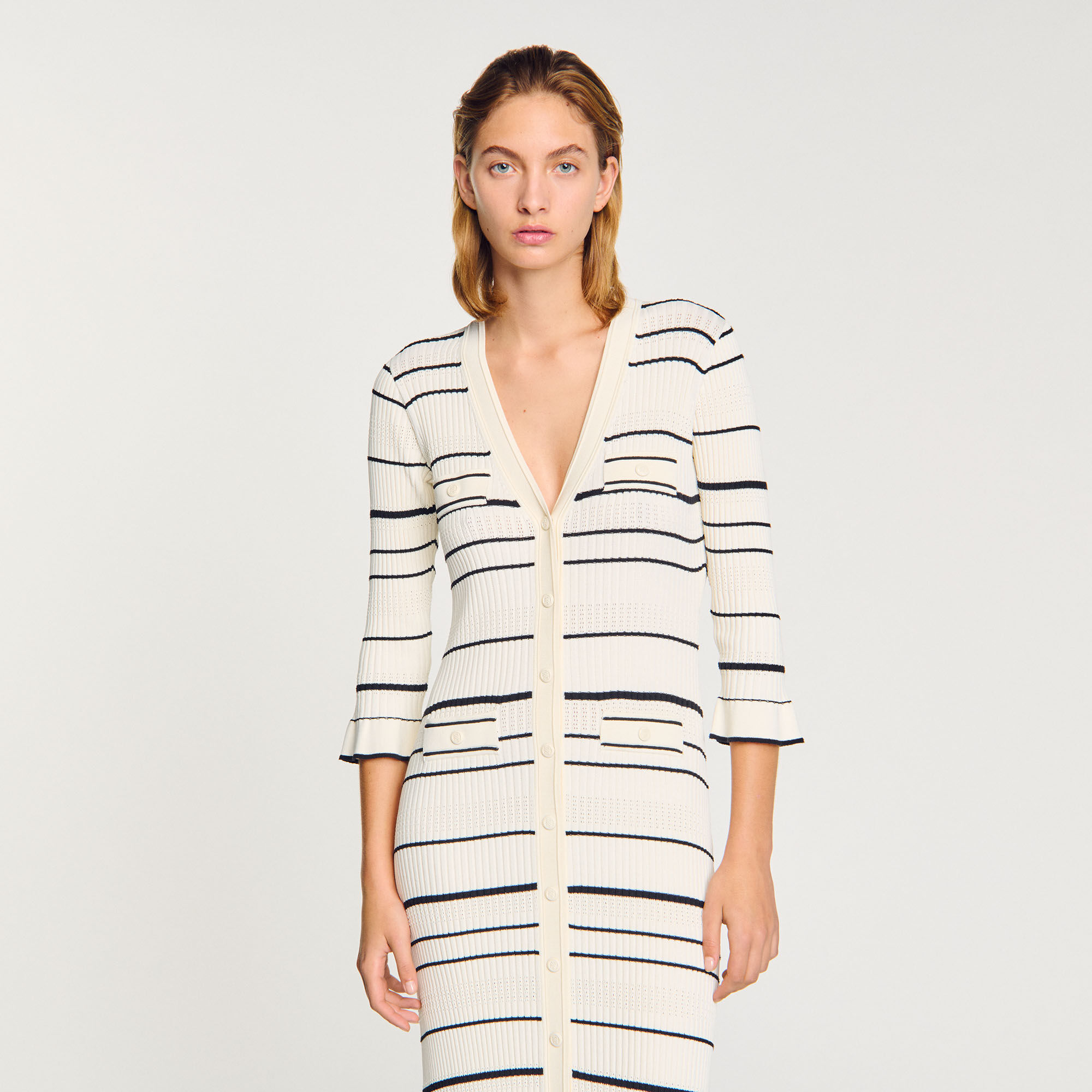 Striped knit maxi dress