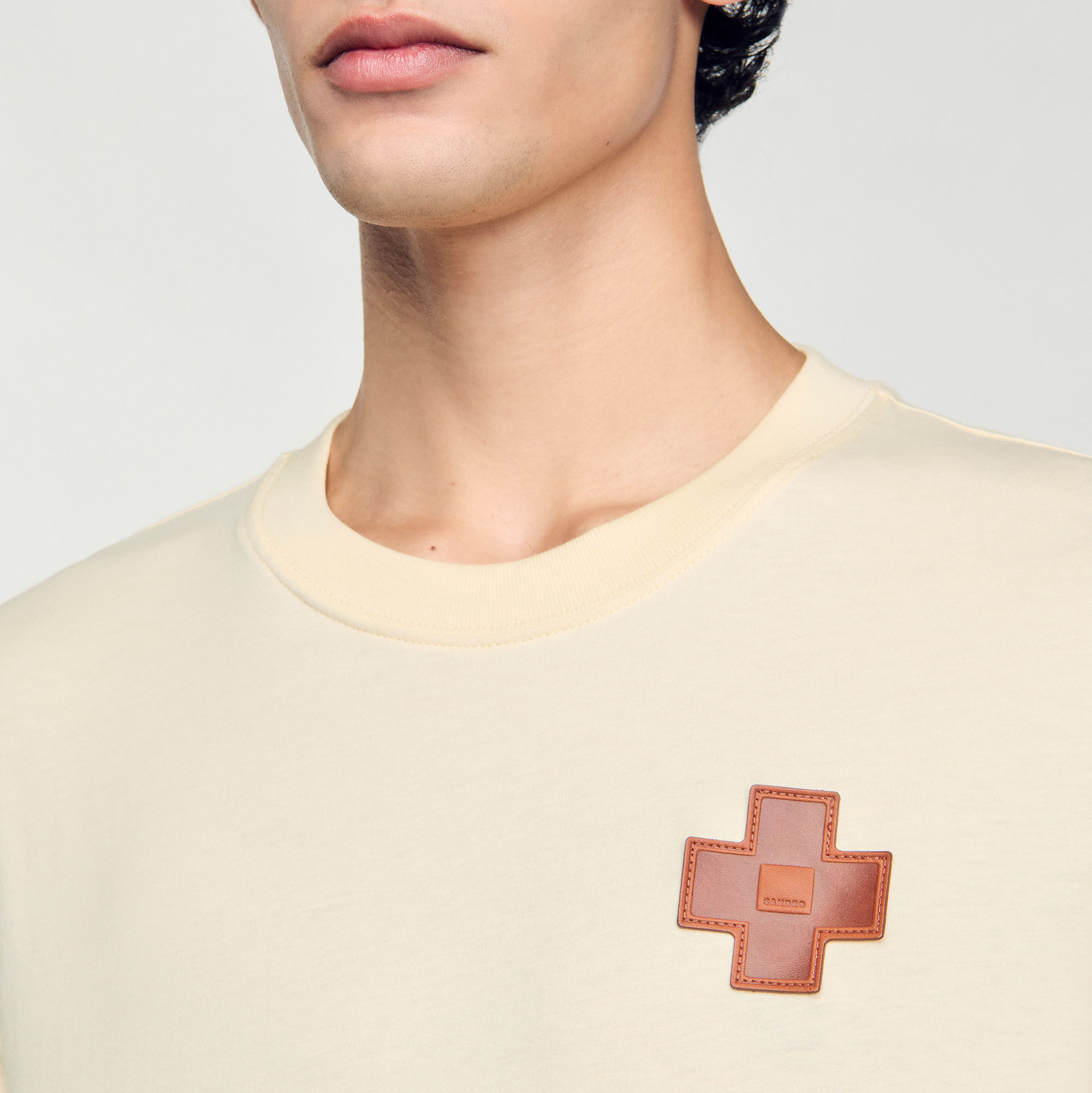 Cross T-shirt white / beige for Men | Sandro Paris