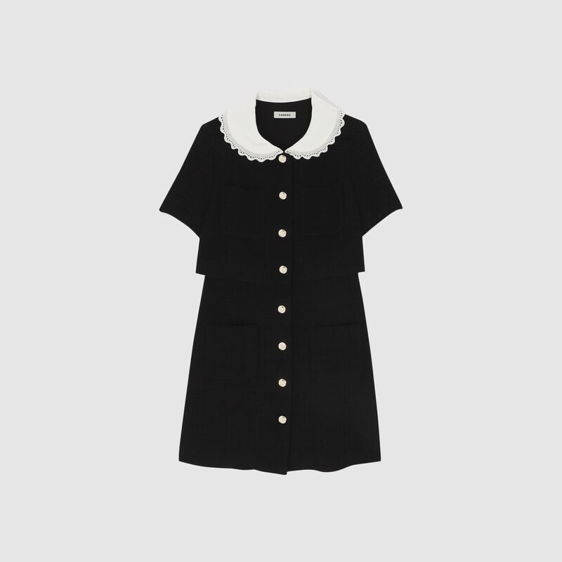 Short tweed dress Black / Gray | Sandro Paris