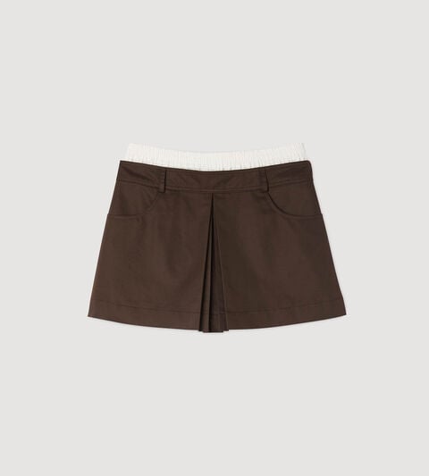 Drawstring pleated skort