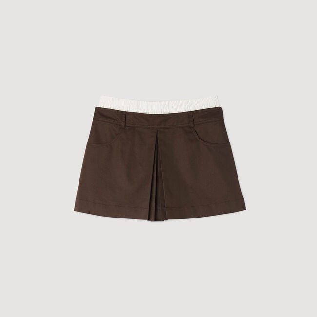 Drawstring pleated skort