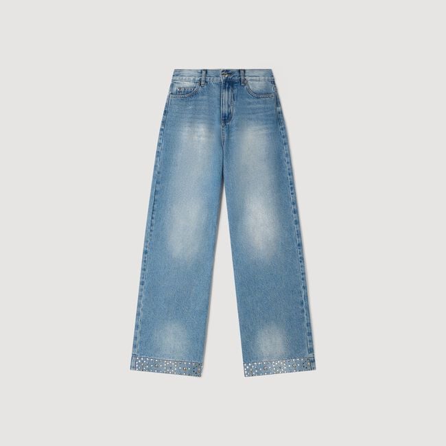 Rhinestone straight-leg jeans