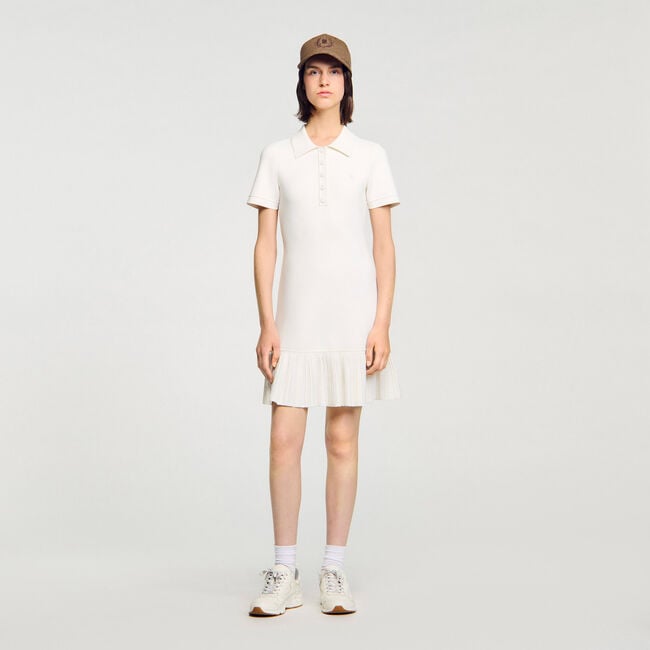 Mini knit dress with polo neck