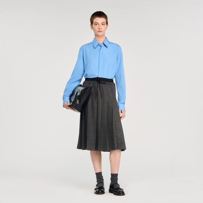Long pleated rhinestone skirt