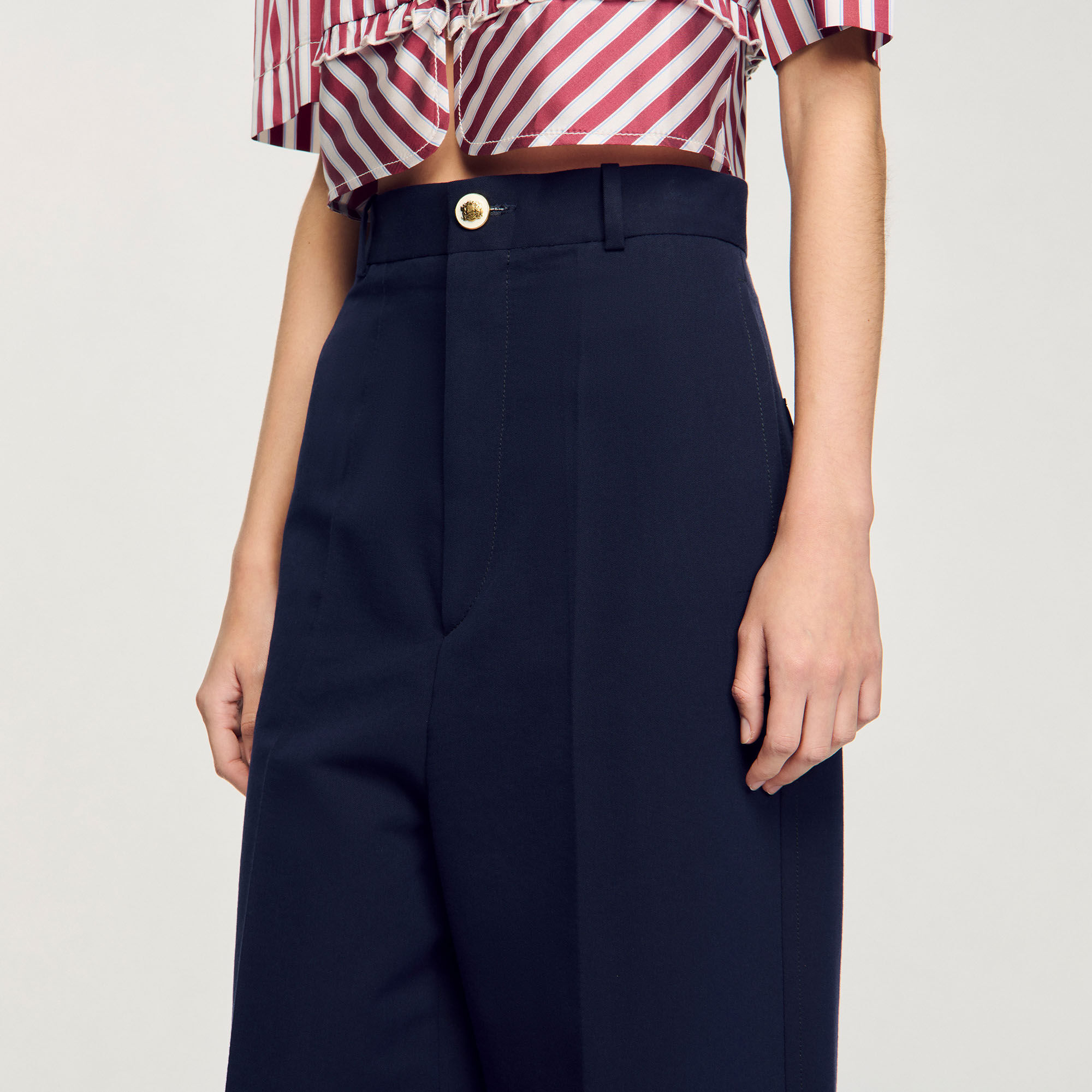 パンツ PLAIN SS25 Blue Tailored Pants in Satin Woman (35144331 99) Gia Satin Wide-Leg Pants | GUESS Factory