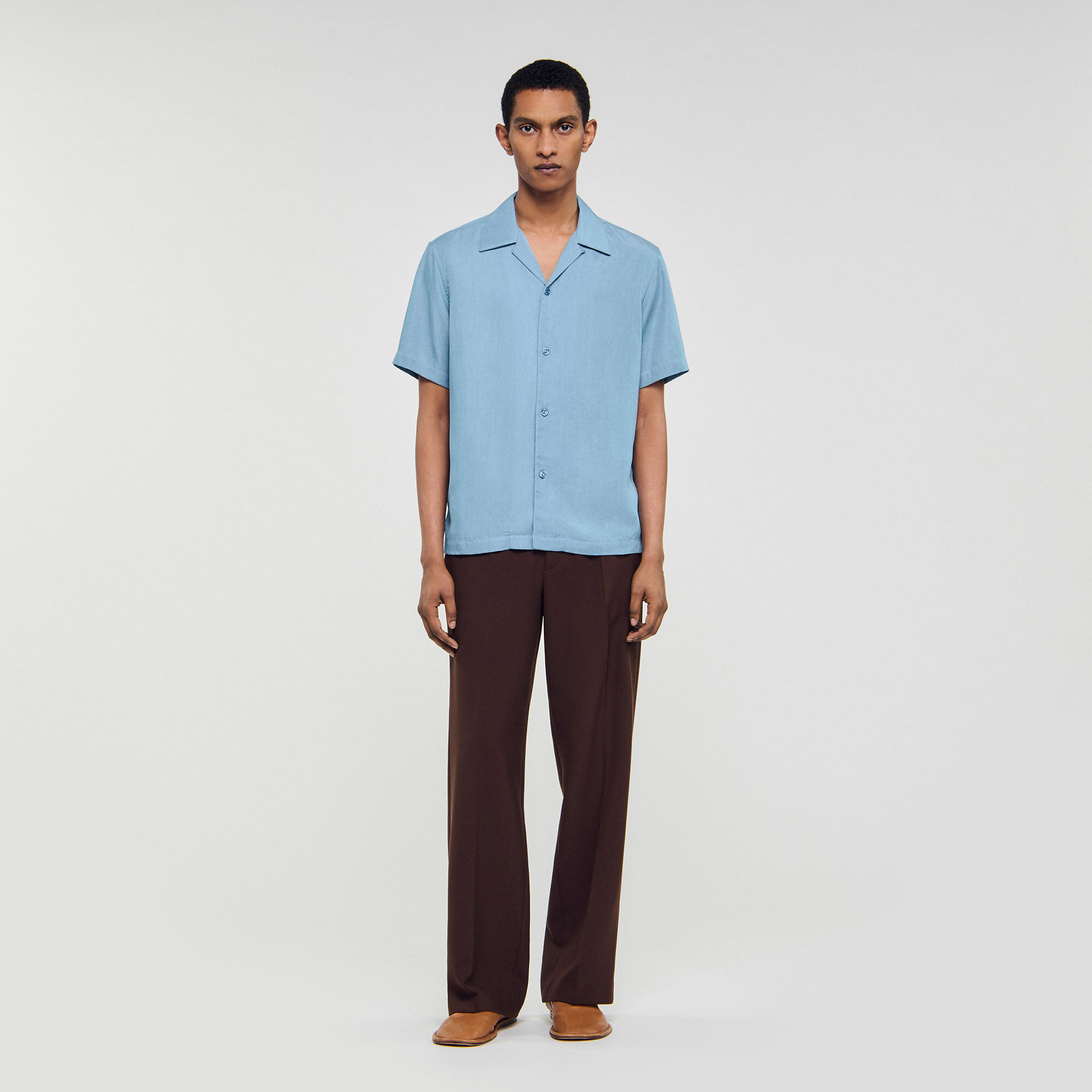 Sandro メンズ　シャツ Short-sleeved shirt blue for Men | Sandro Paris