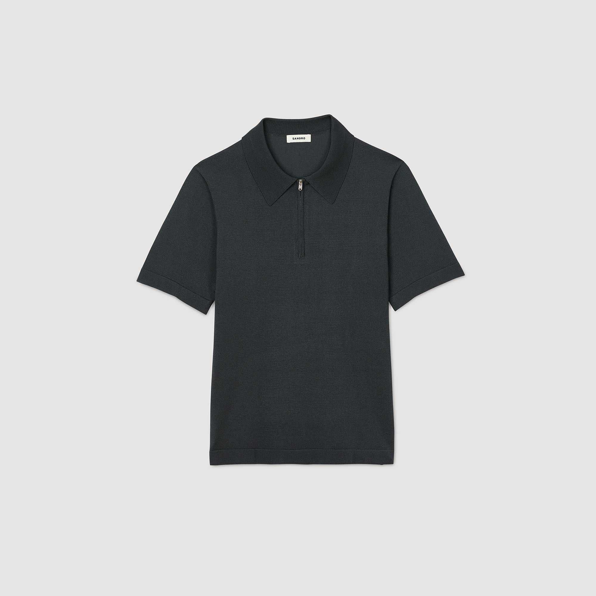 Auralee Men's Mohair Knit Polo Shirt in Ink Black Auralee