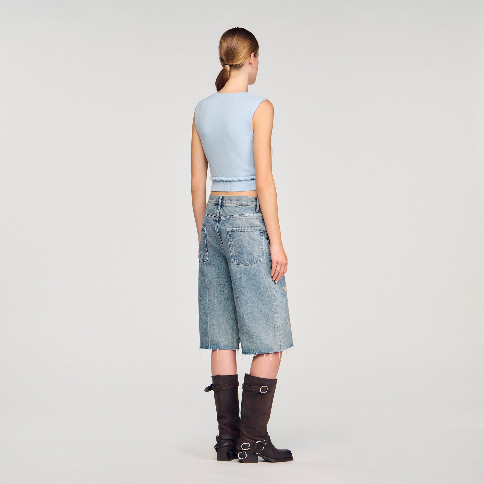 Ruffled cropped sweater