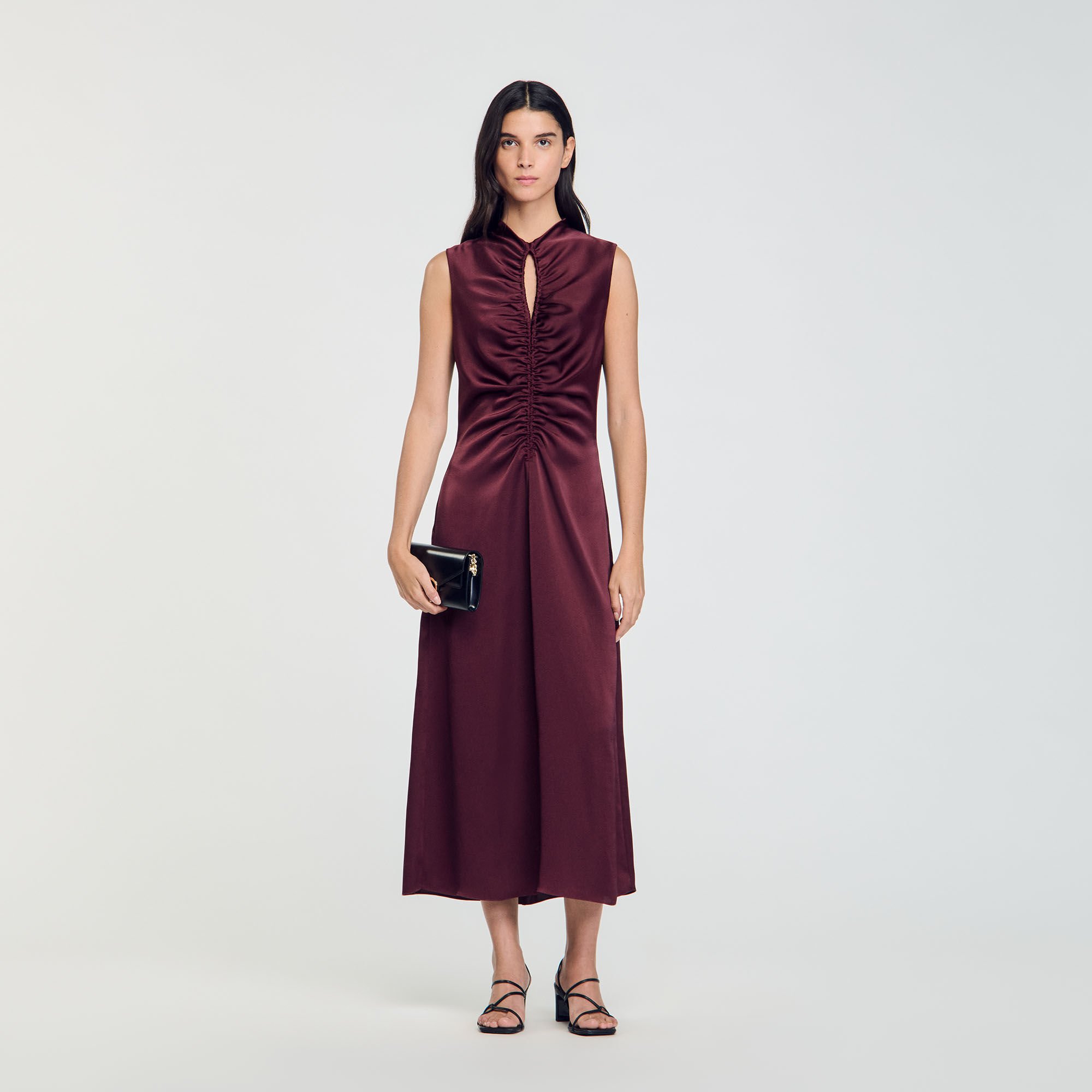 Draped satin-effect dress