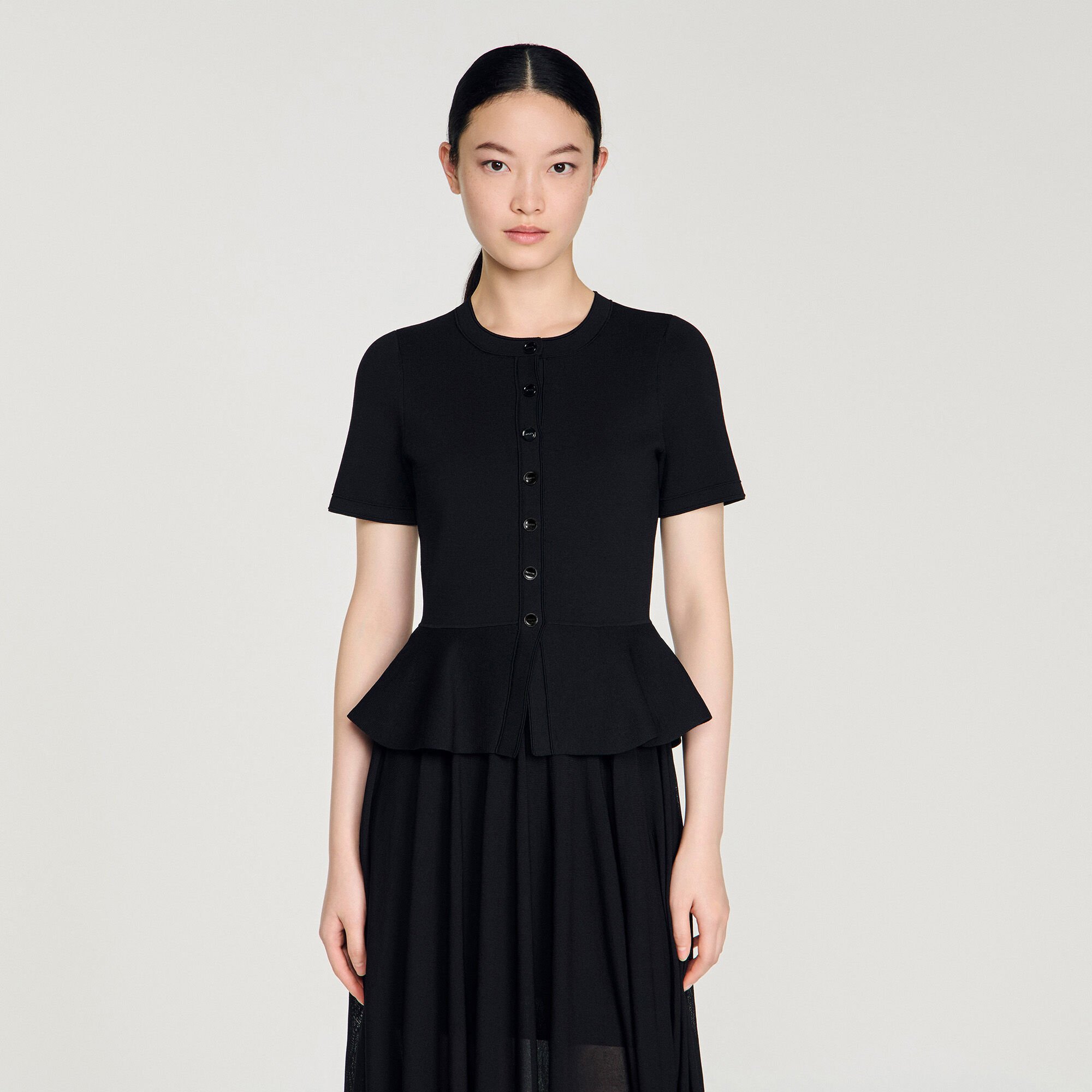 Peplum knit maxi dress