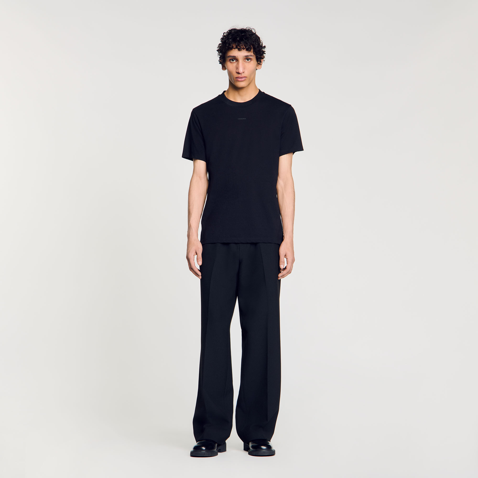 Cotton T-shirt with logo black / gray for Men | Sandro Paris