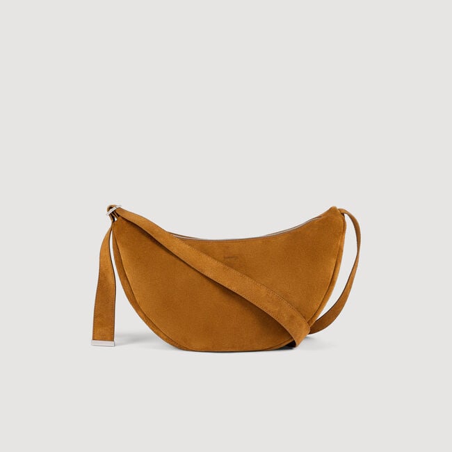 Small zipped split leather hobo