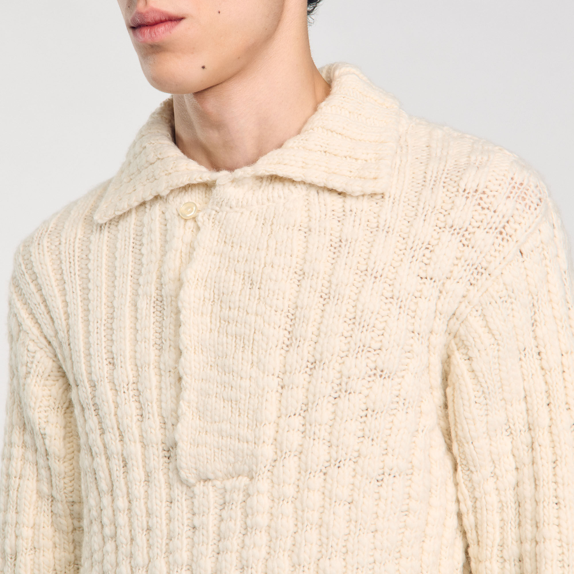 Chunky knit polo neck sweater