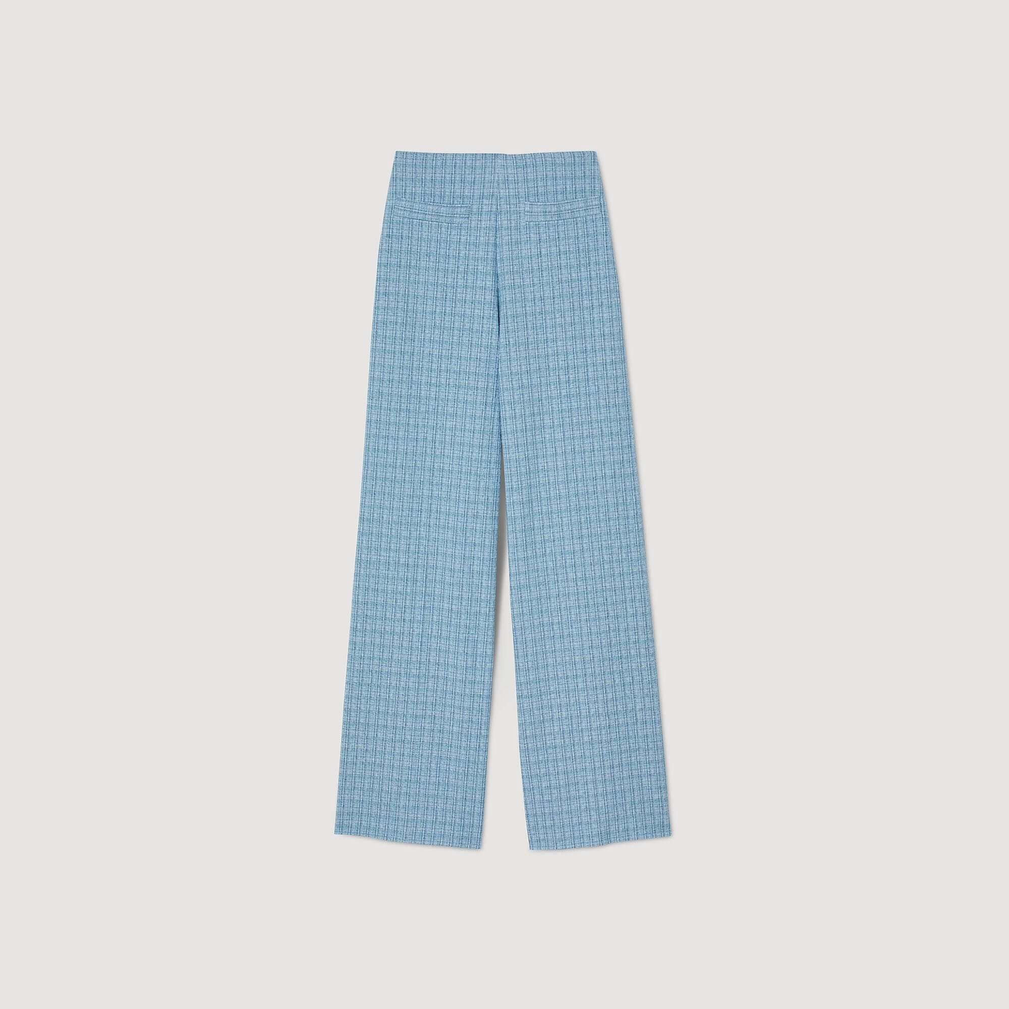 Wide-leg tweed trousers