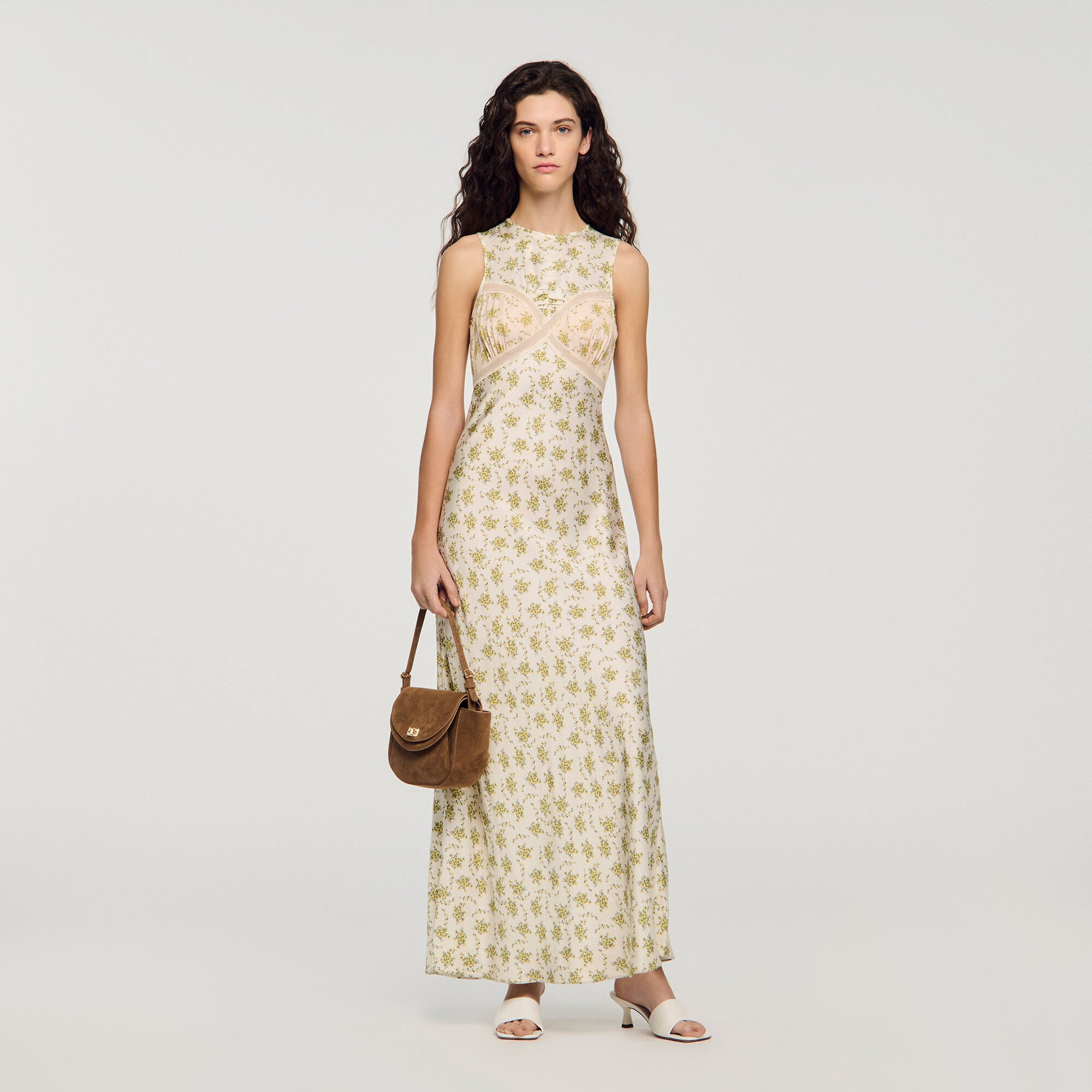 chinese dress ladies SANDRO JOSEPHINA FLORAL-PRINT MAXI DRESS IN VISCOSE