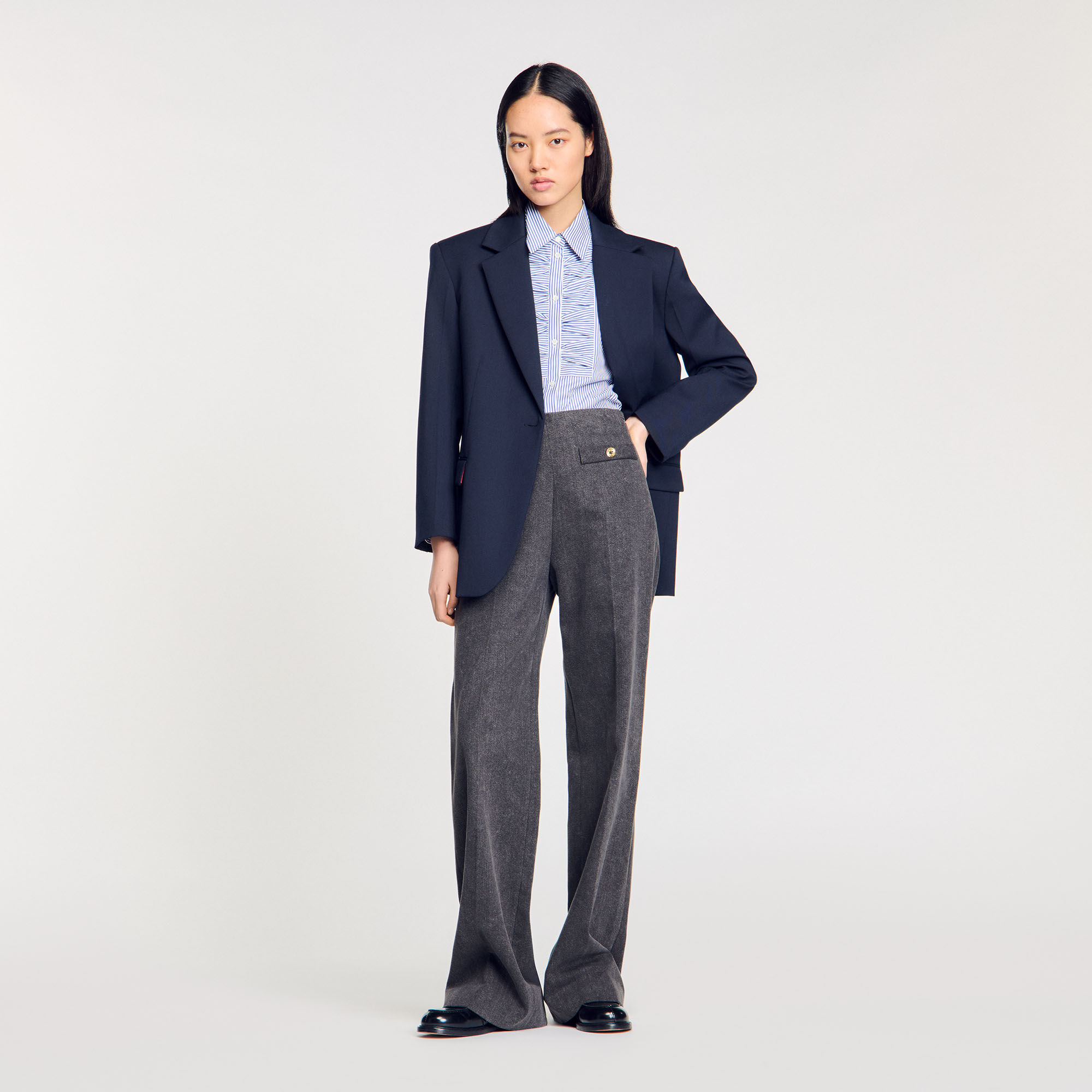 High-rise jeans black / gray For Women | Sandro Paris