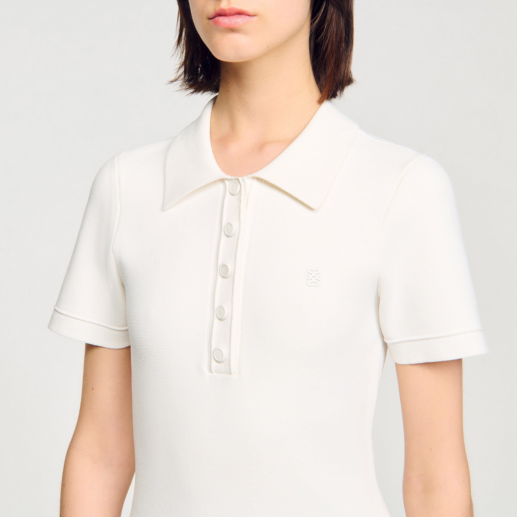 Mini knit dress with polo neck