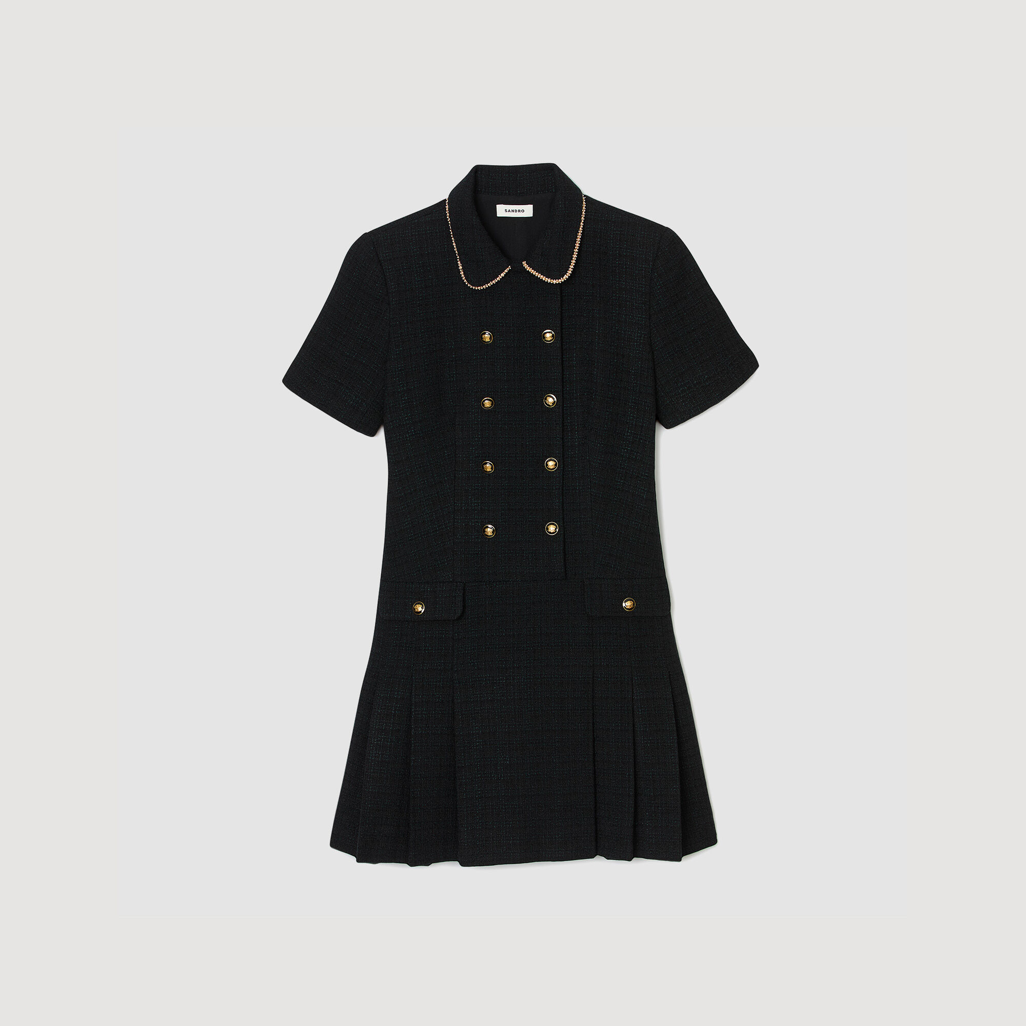 Mini buttoned tweed dress