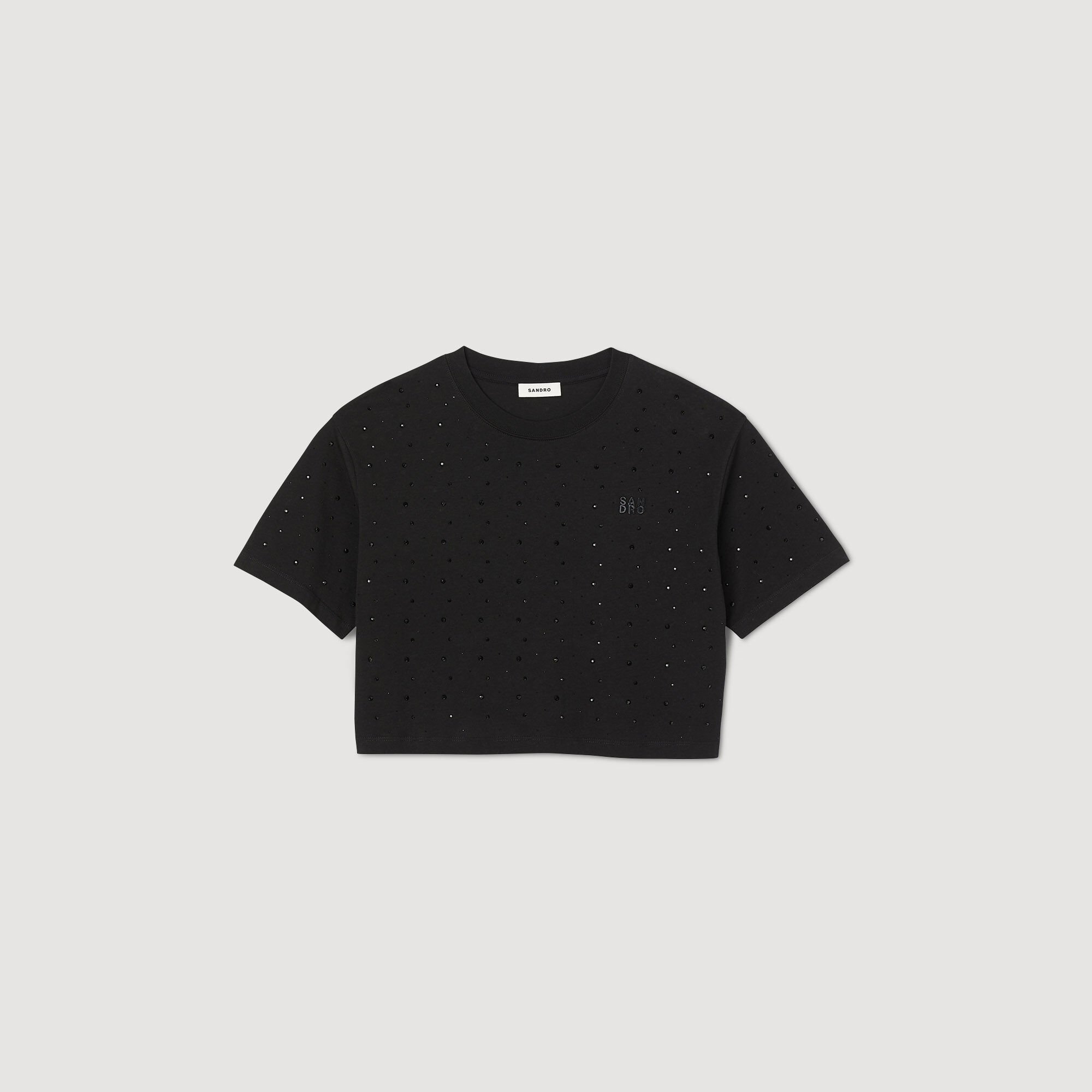 Cropped T-shirt with rhinestones