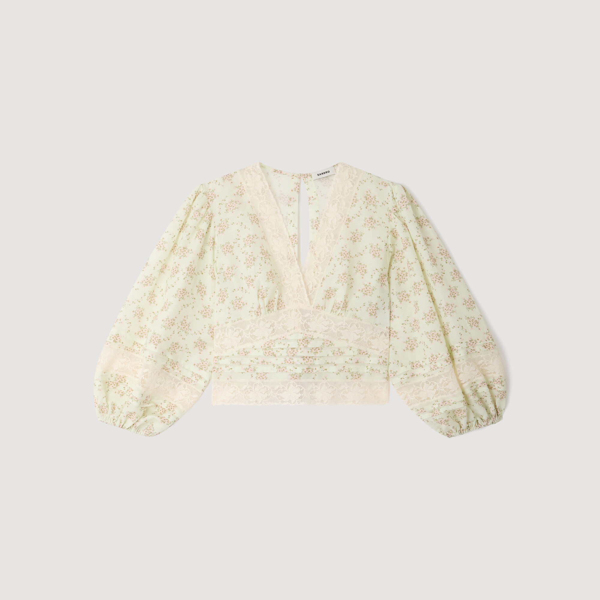Floral crop top in Pink / Green for Women | Sandro Paris