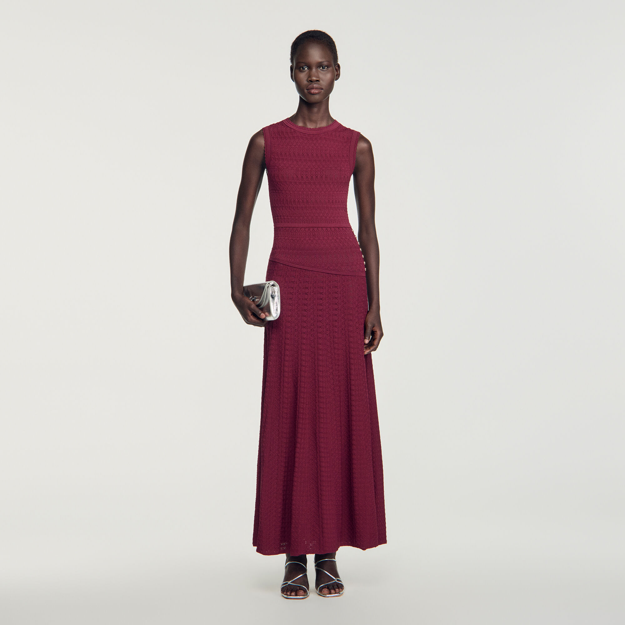 Pointelle knit maxi dress