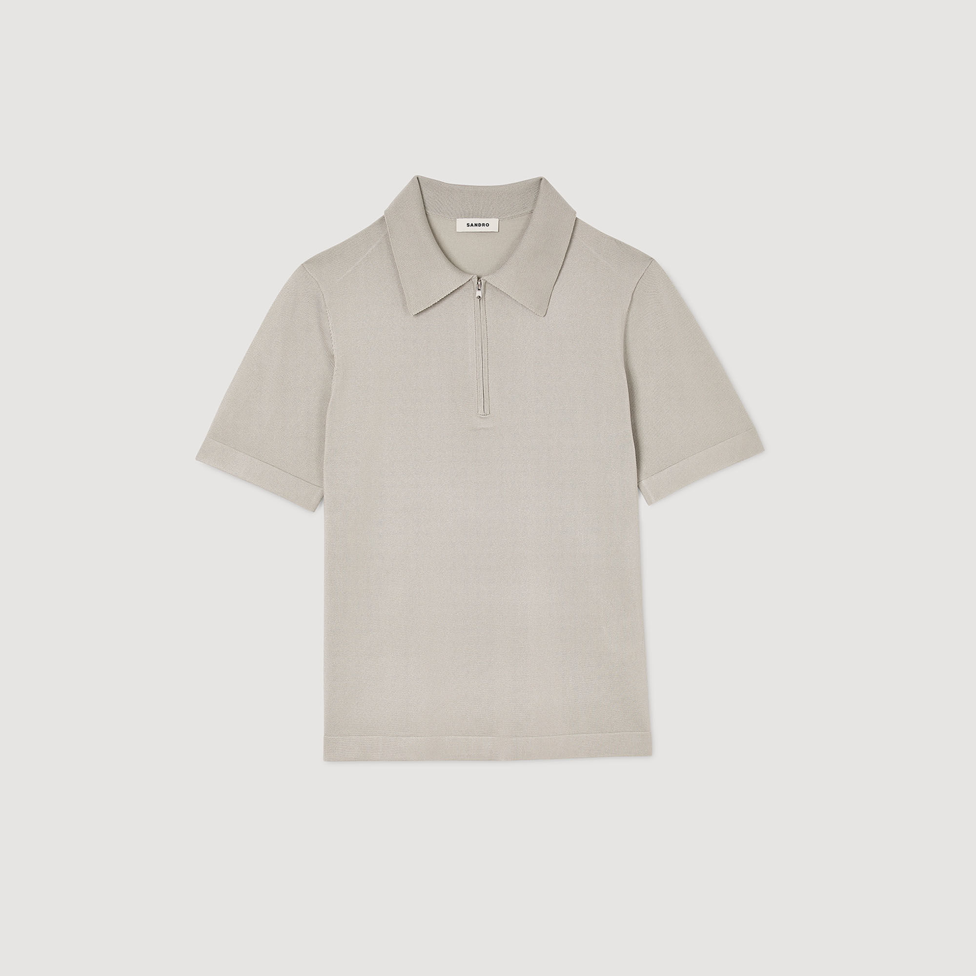 が大特価！ Knitted Men for gray / black collar zip with shirt polo トップス