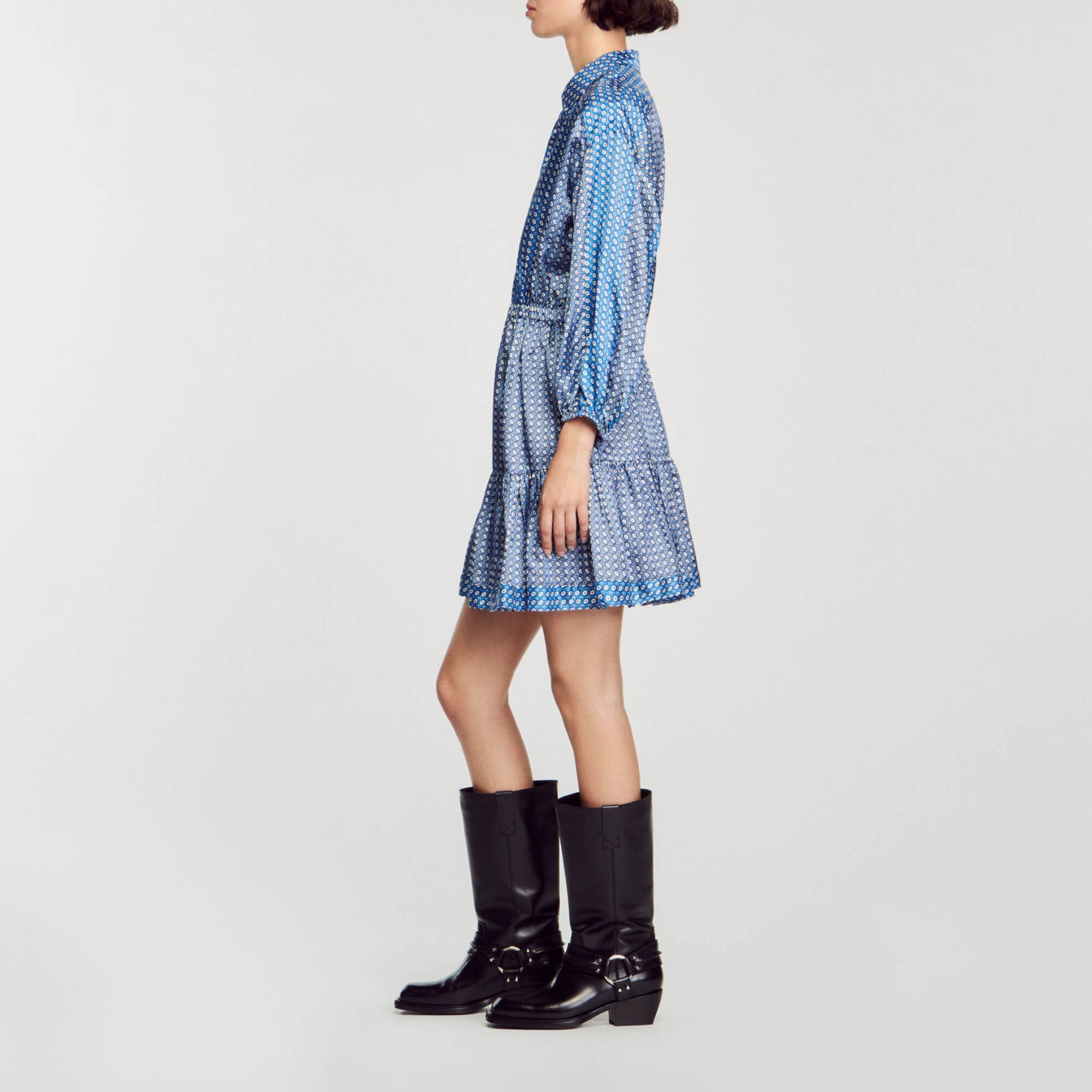 Short tie-print dress