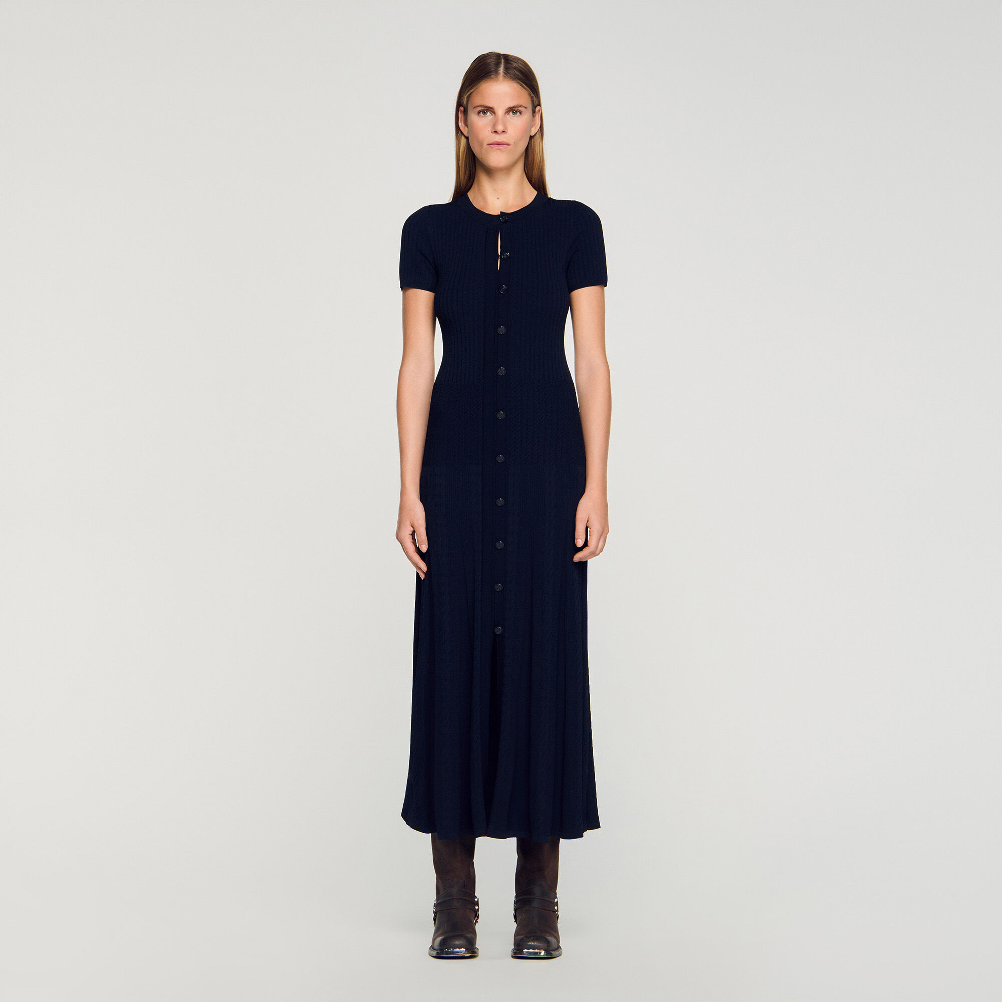 Knit maxi dress in Bordeaux for Women | Sandro Paris