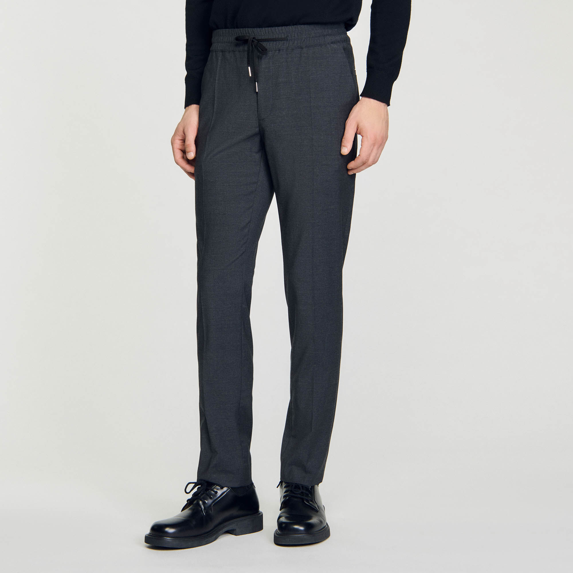 Elasticated straight-leg trousers
