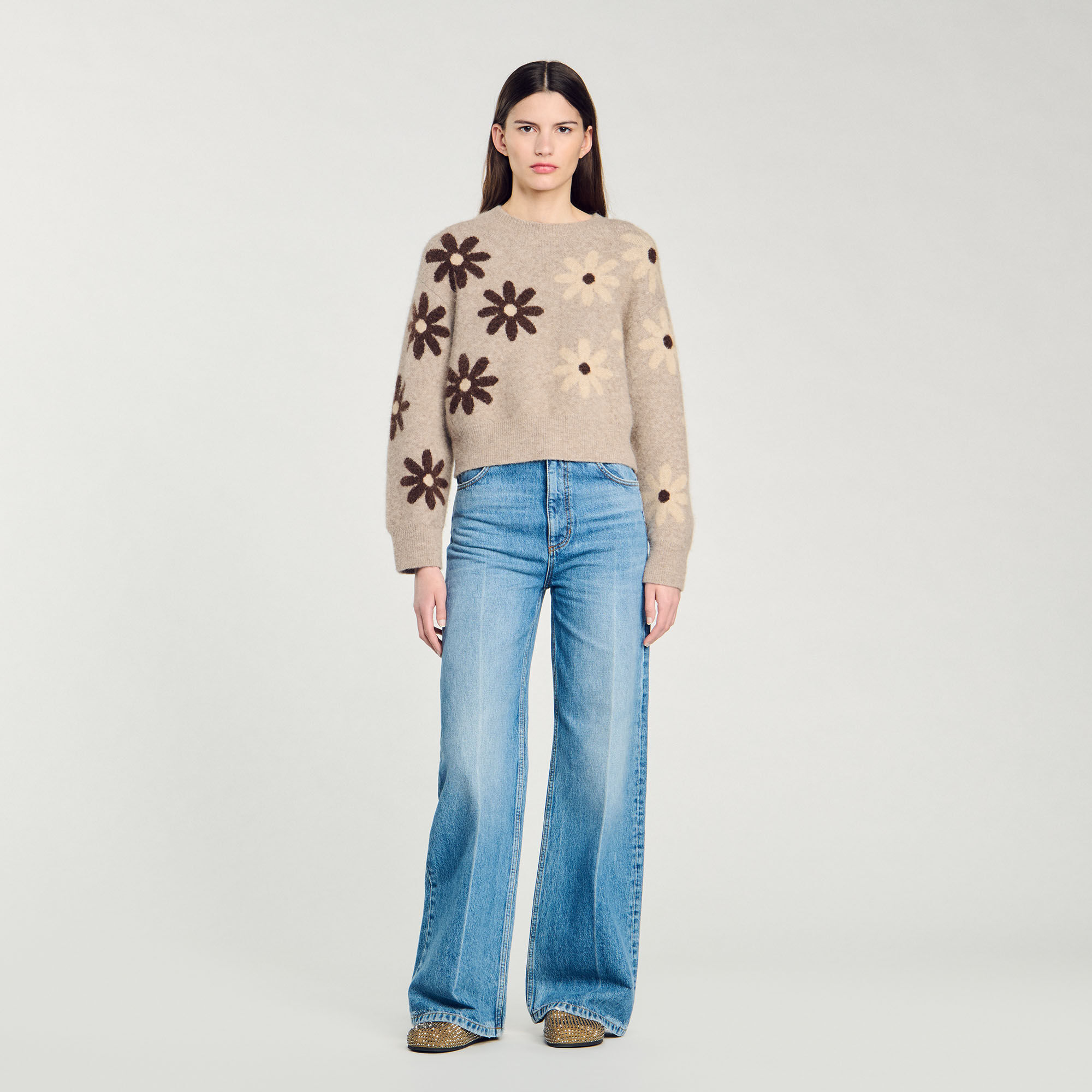 Floral knit sweater