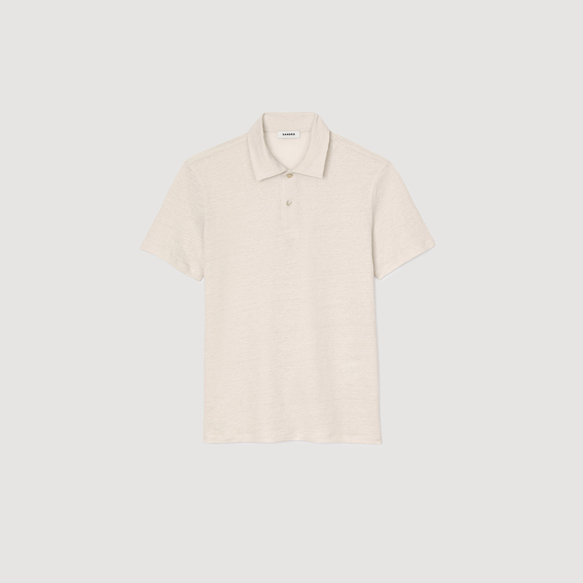 Linen polo shirt white / beige for Men | Sandro Paris