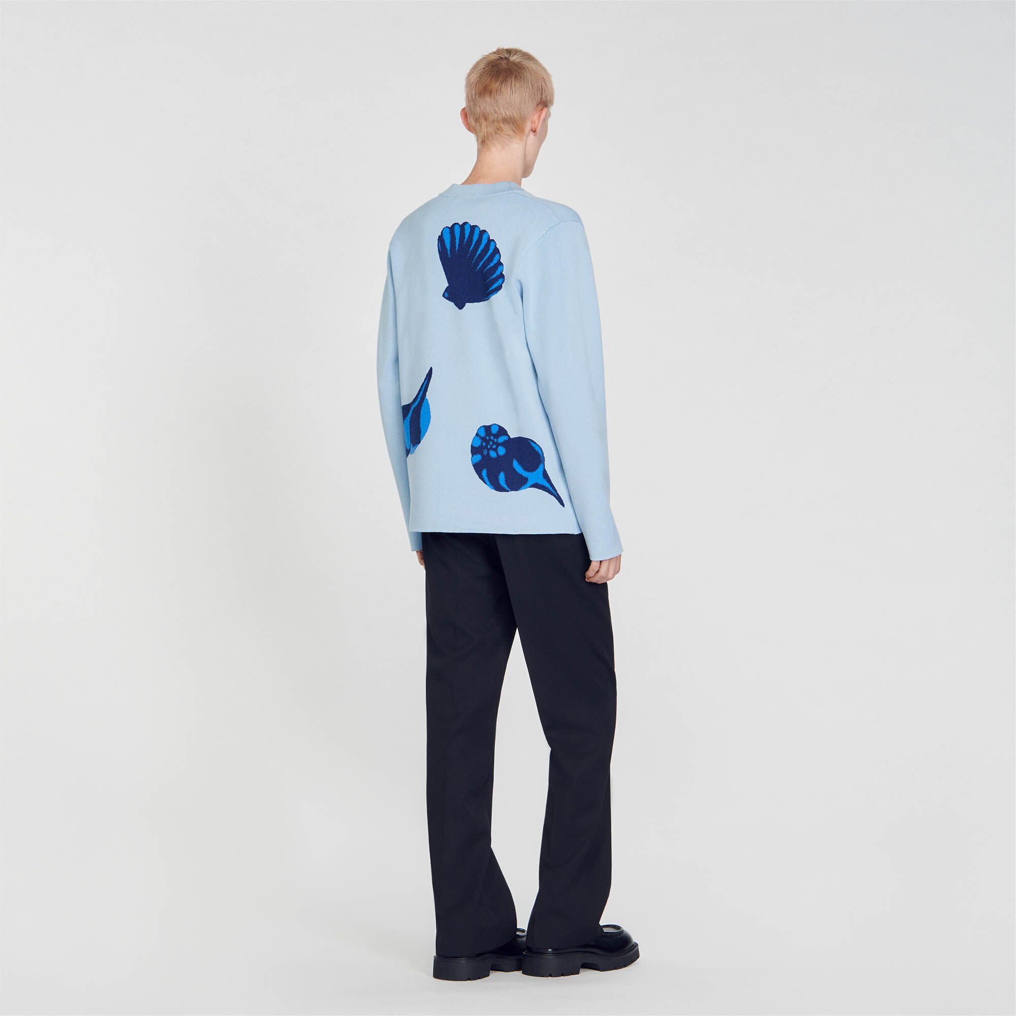 Jacquard knit seashell cardigan
